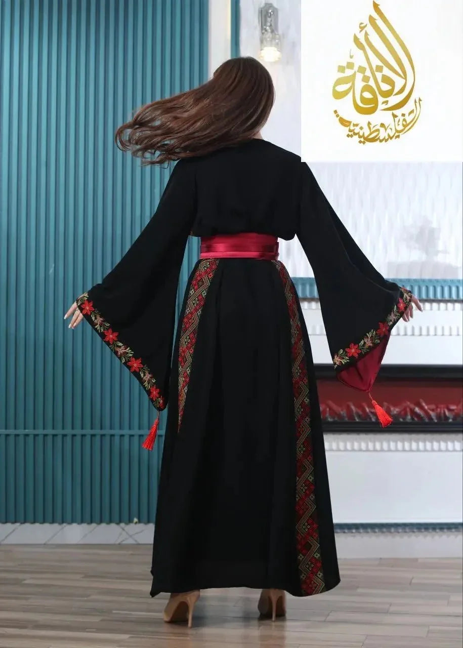 Flora Embroidered Thoub – Delicate Floral Elegance - Palestinian Elegance