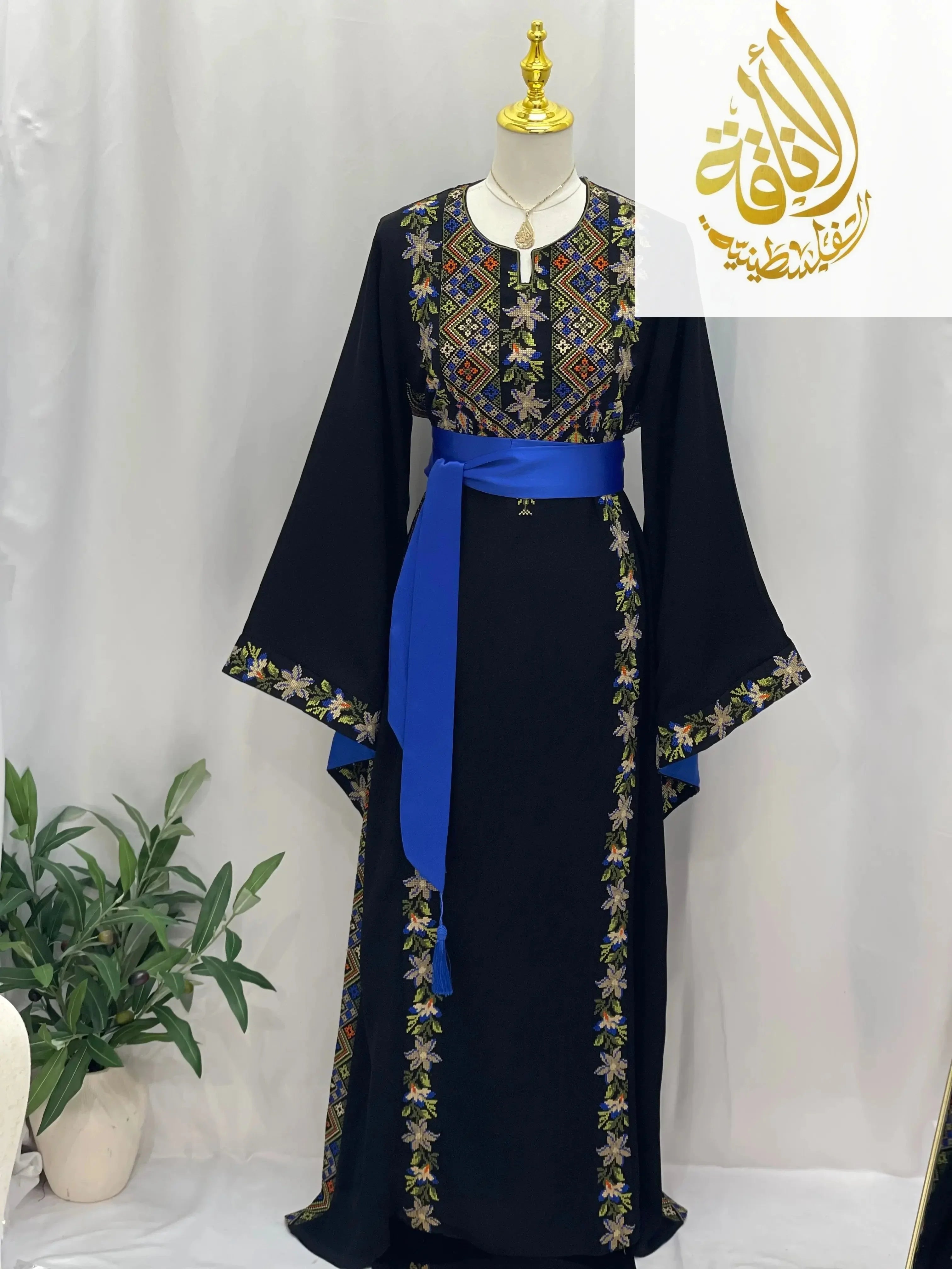 Flora Embroidered Thoub – Delicate Floral Elegance - Palestinian Elegance