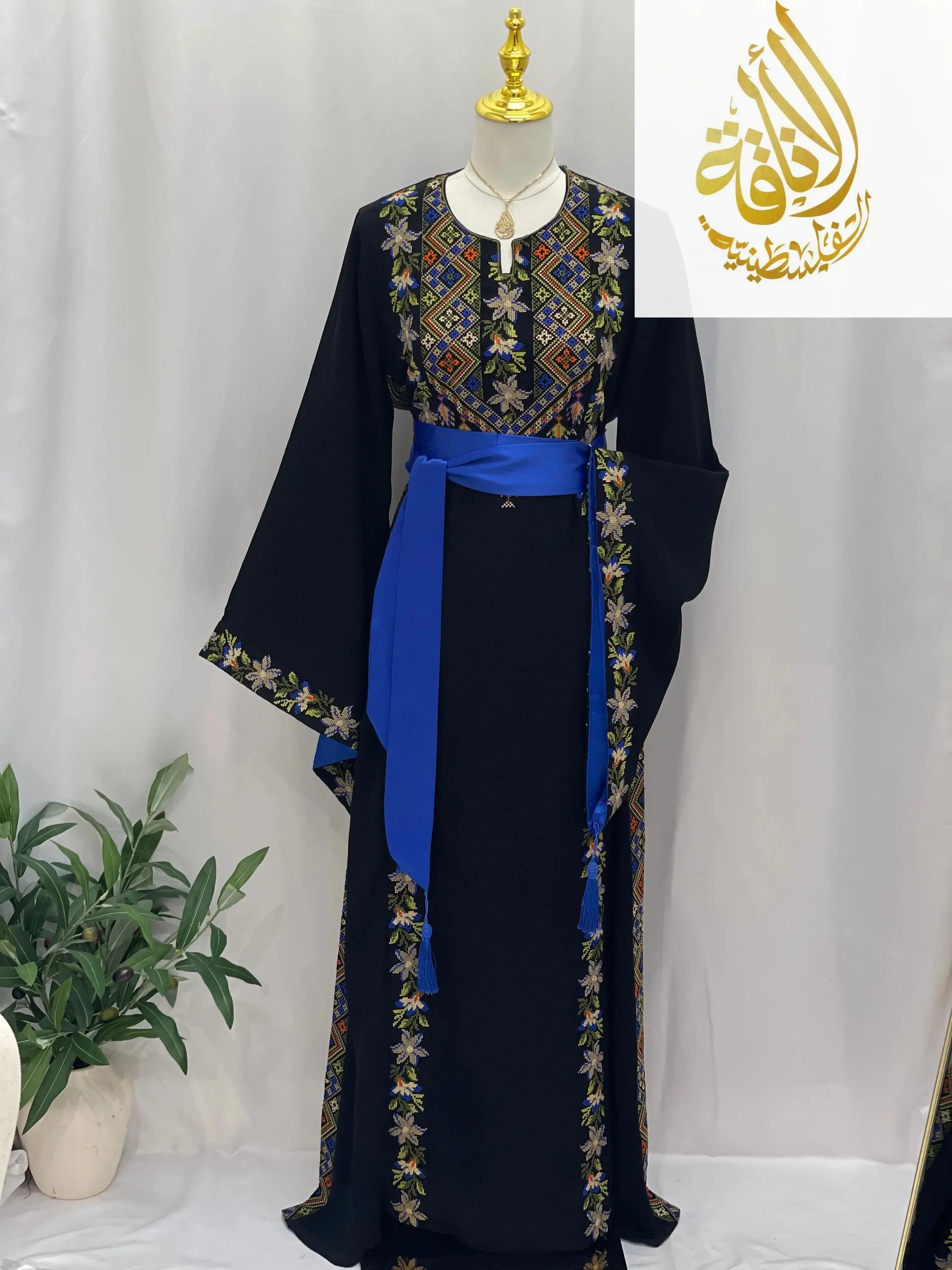 Flora Embroidered Thoub – Delicate Floral Elegance - Palestinian Elegance