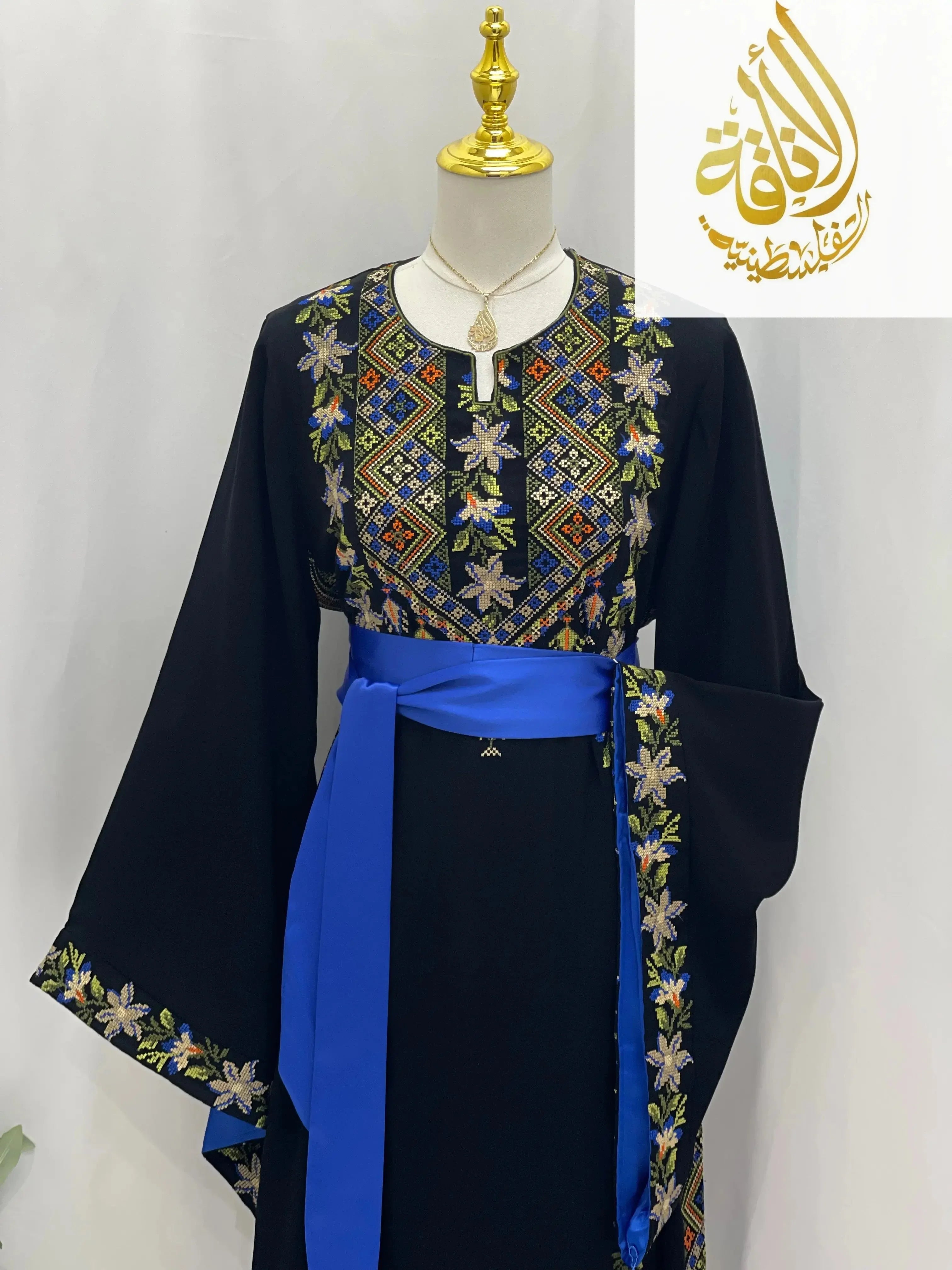 Flora Embroidered Thoub – Delicate Floral Elegance - Palestinian Elegance