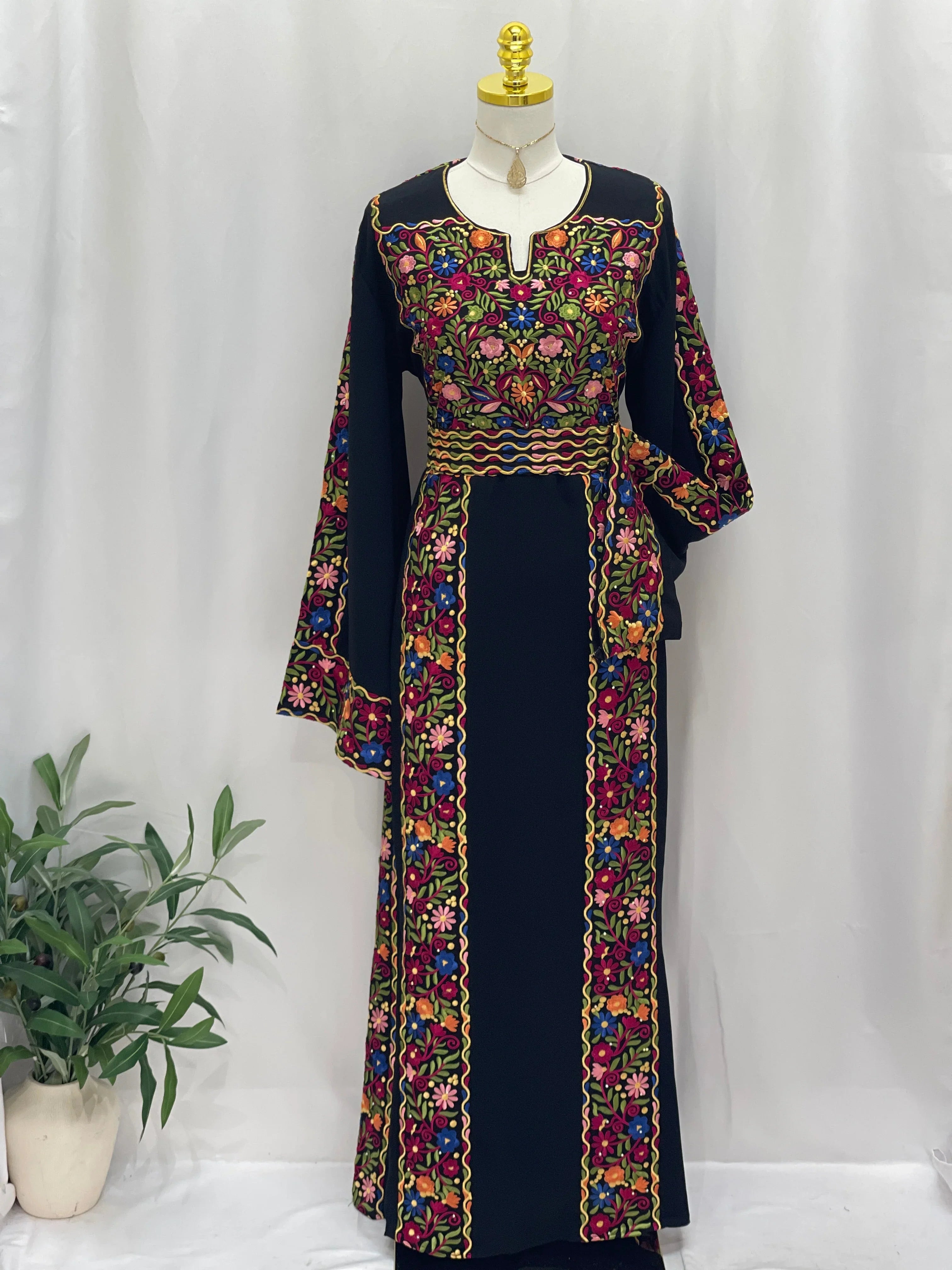 Floral Essence Embroidered Thobe: A traditional Palestinian Embroidered dress - Palestinian Elegance