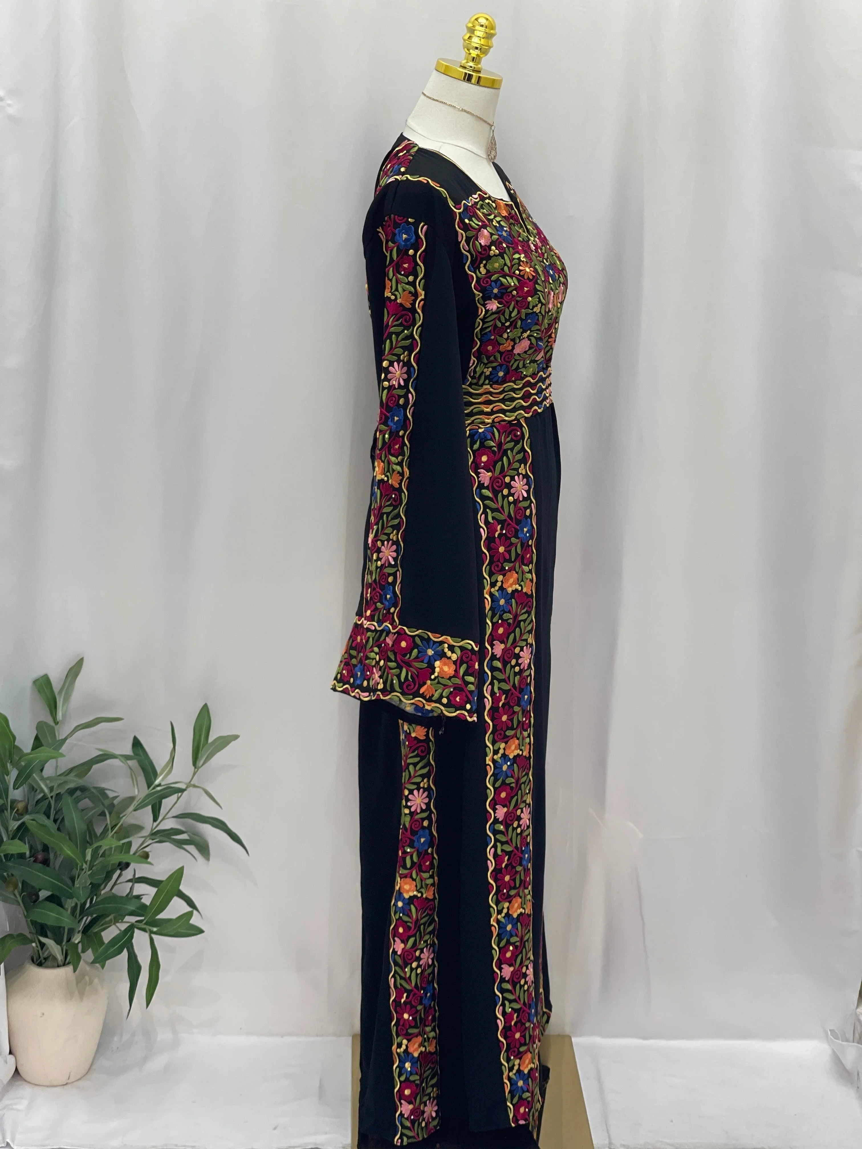Floral Essence Embroidered Thobe: A traditional Palestinian Embroidered dress - Palestinian Elegance