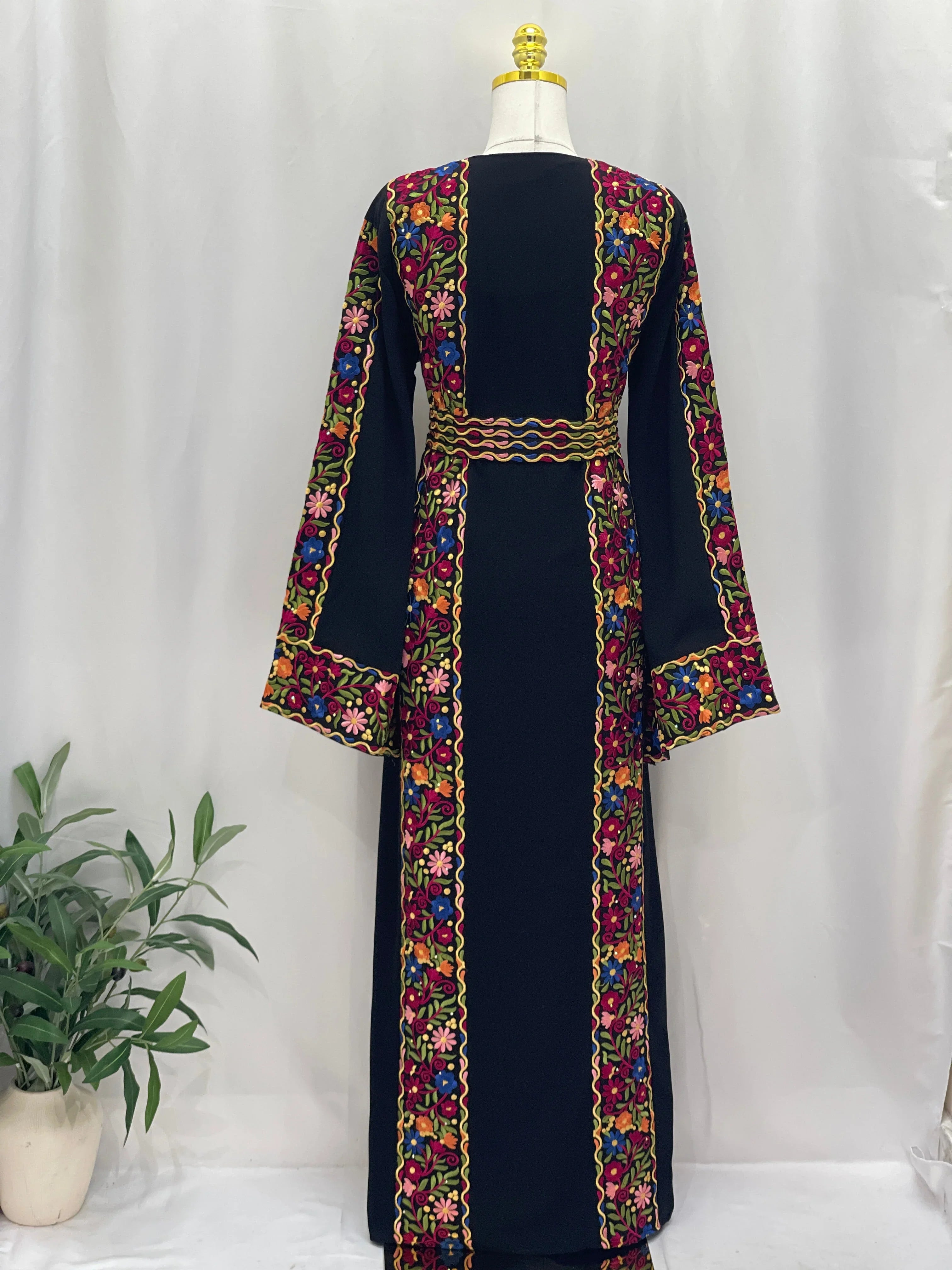 Floral Essence Embroidered Thobe: A traditional Palestinian Embroidered dress - Palestinian Elegance