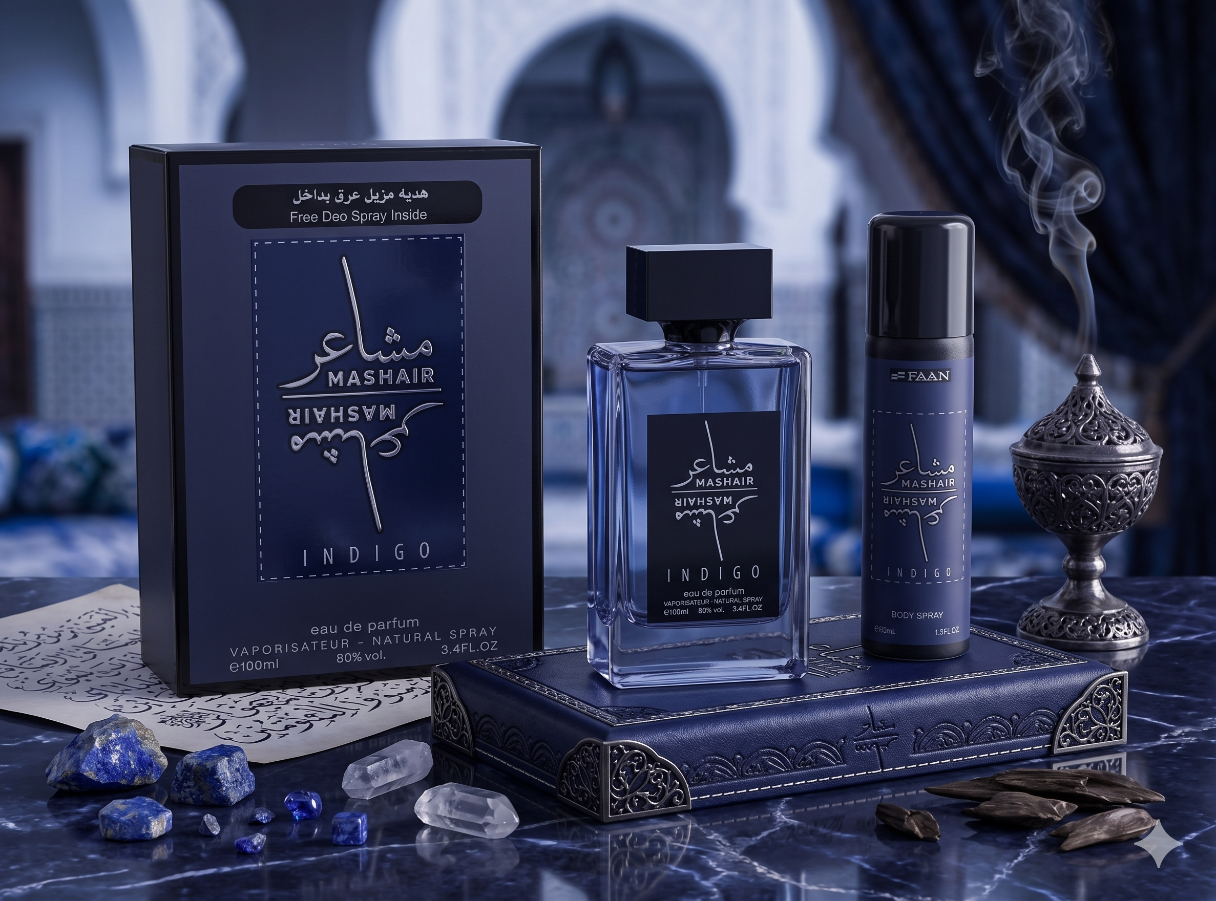 Mashair Indigo Luxury Gift Set – Oriental Oudh & Saffron
