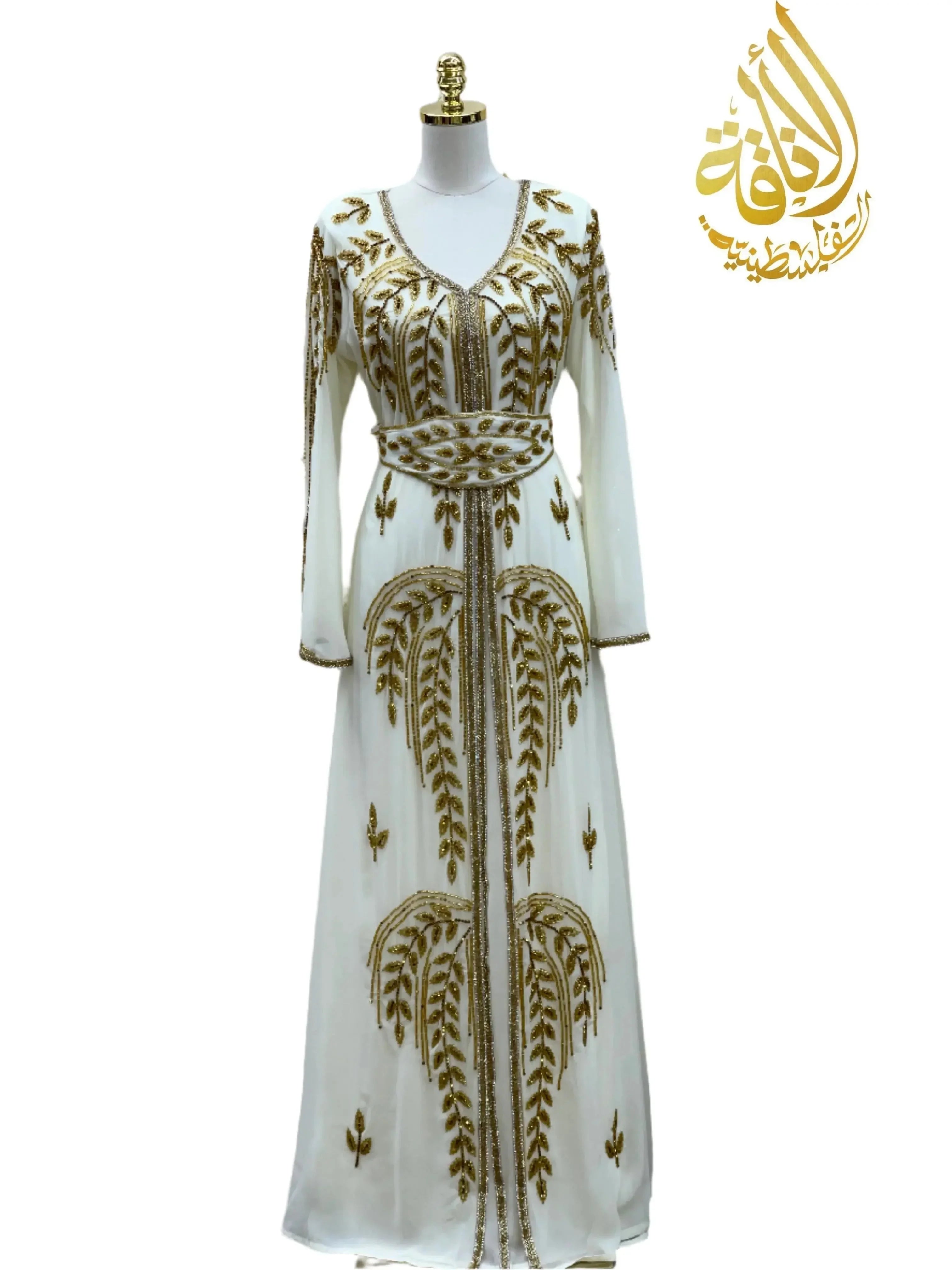 Hand-Stitched Beaded Kaftan - Elegant Bohemian Cover-Up Palestinian Elegance