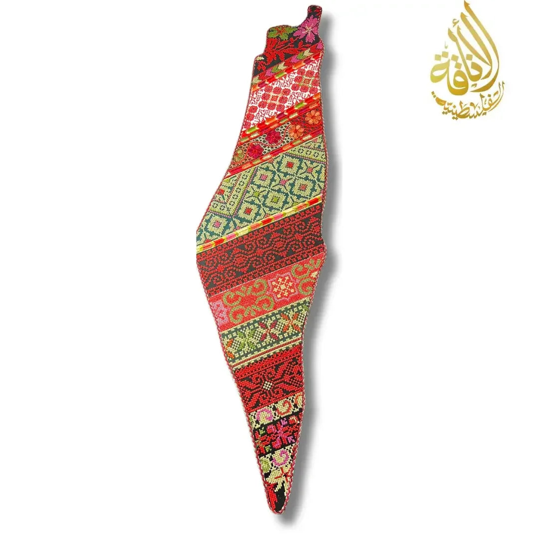 Handcrafted Tatreez Embroidered Home Decor - Palestine Country Shape Palestinian Elegance