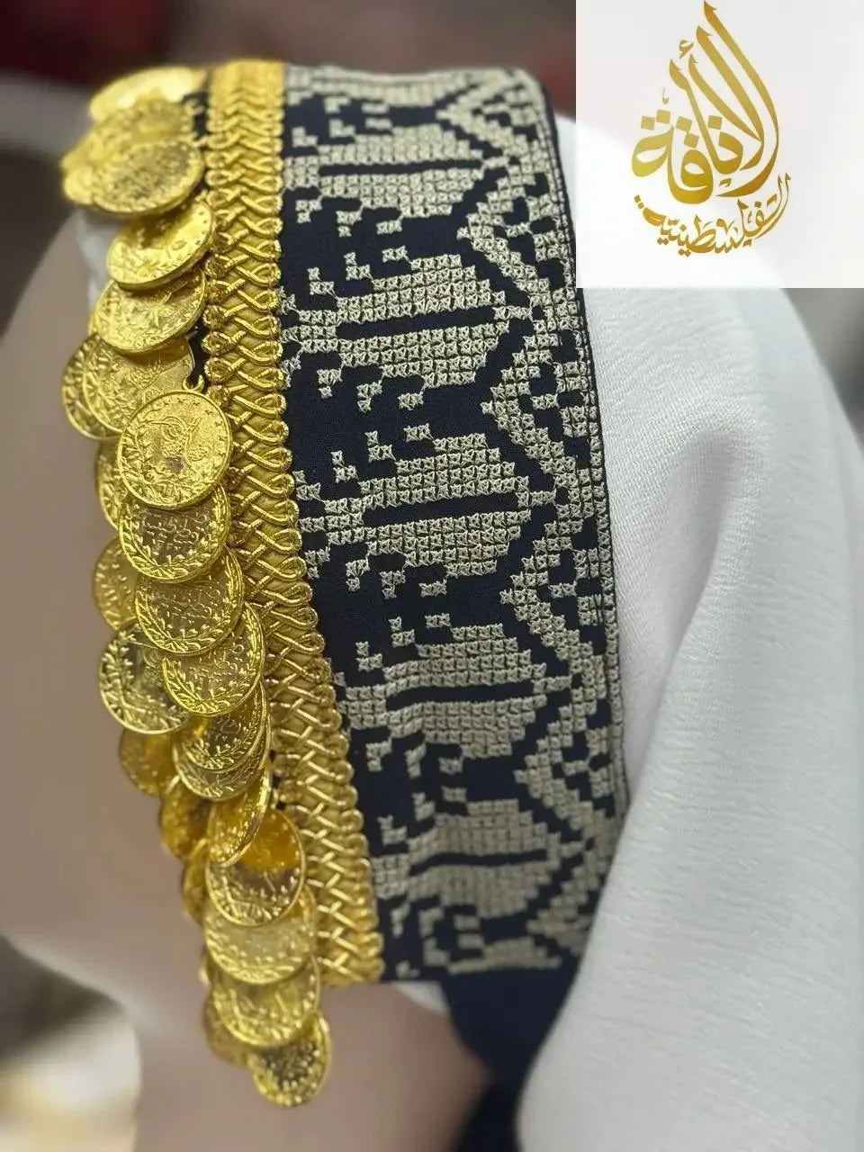 Head Lerat Bandana with Double Gold Coins: Unique Luxury for Your Style Palestinian Elegance