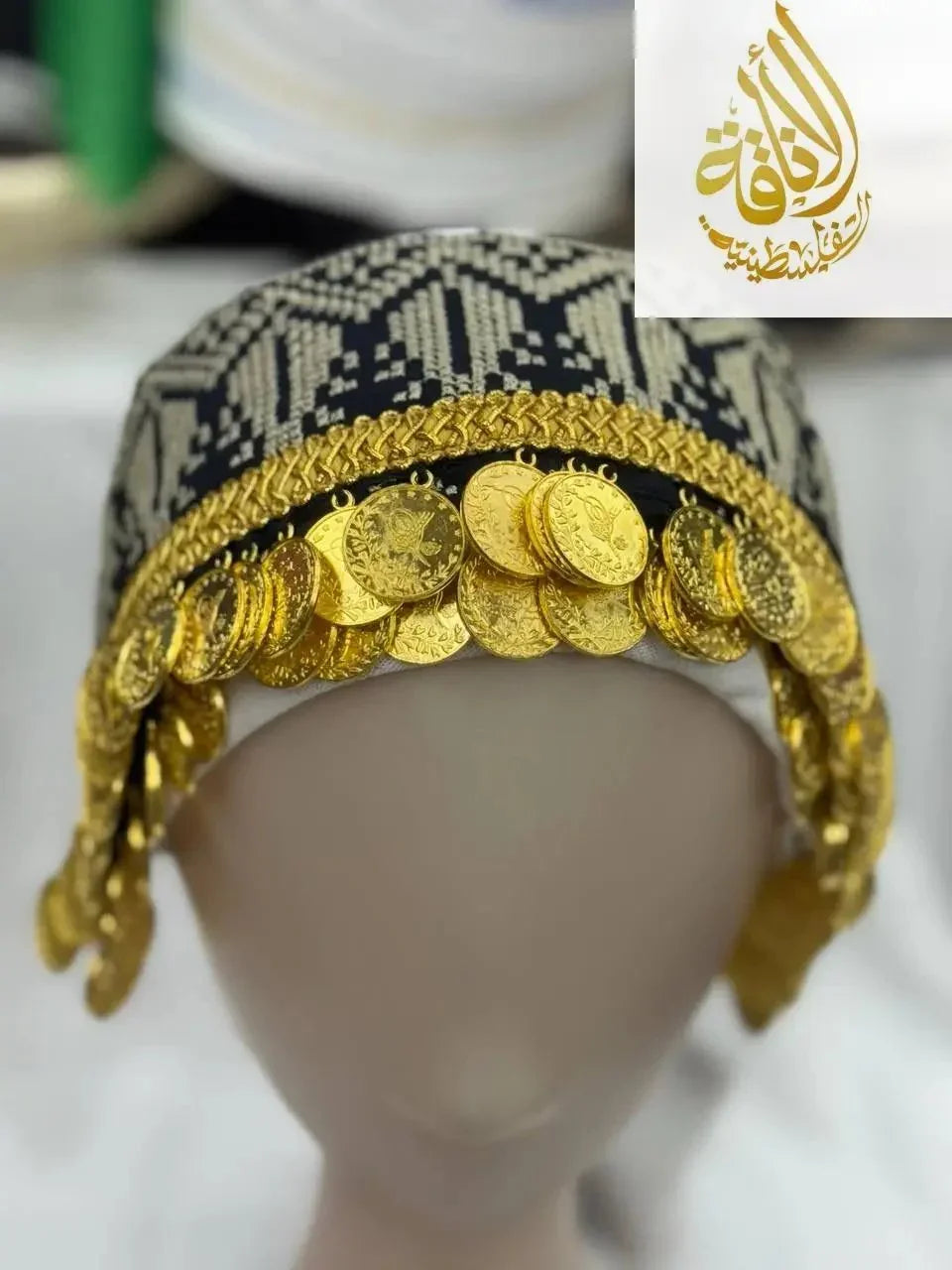 Head Lerat Bandana with Double Gold Coins: Unique Luxury for Your Style Palestinian Elegance