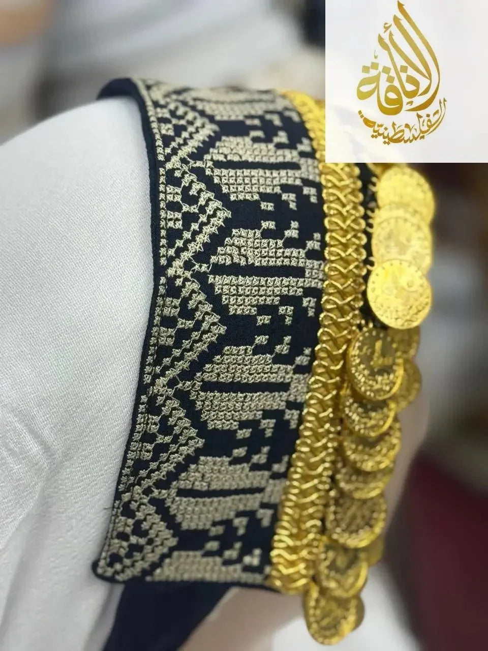 Head Lerat Bandana with Double Gold Coins: Unique Luxury for Your Style Palestinian Elegance