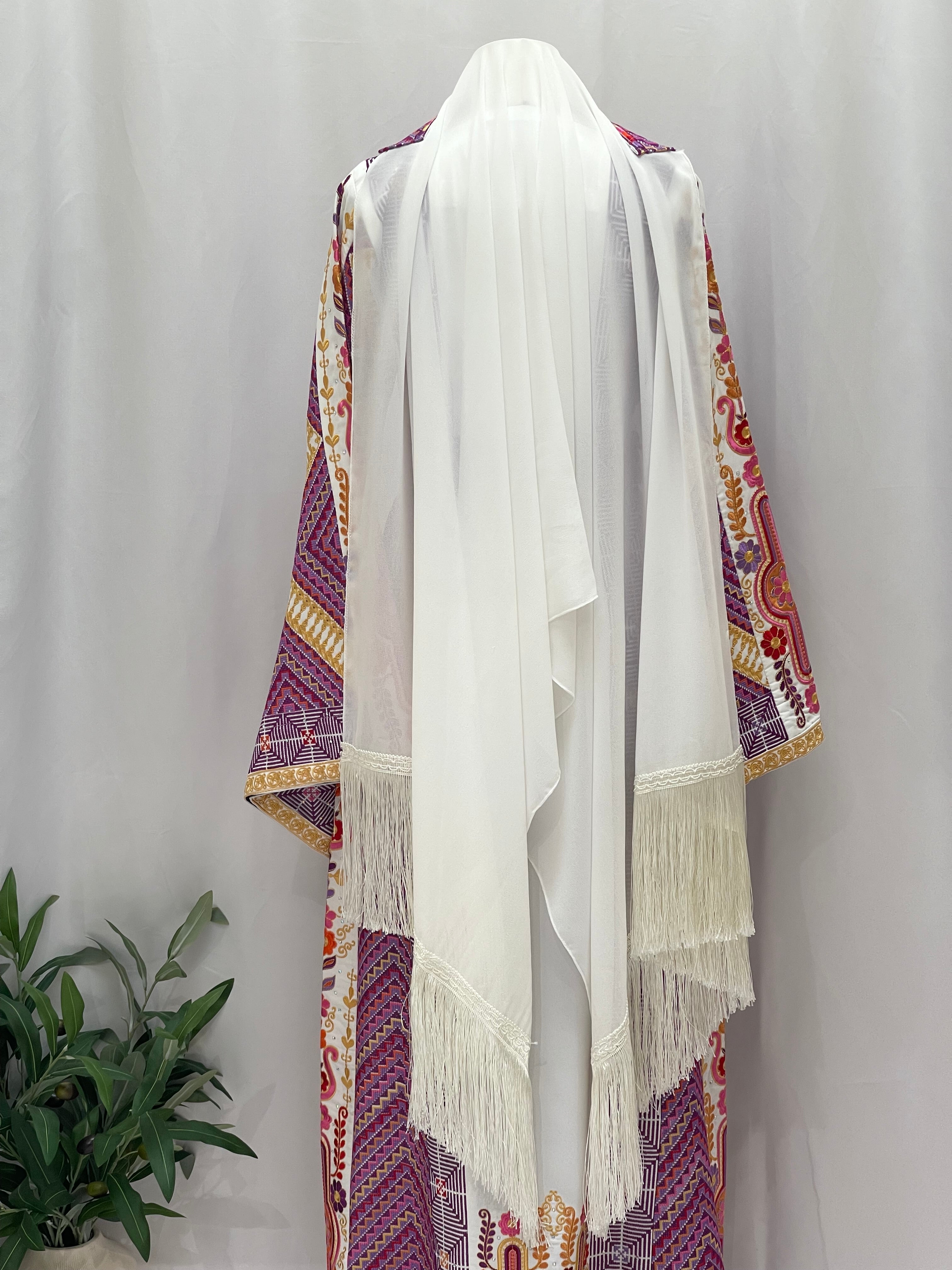 Hidaya Embroidered Thoub | Belted Cultural Elegance - Palestinian Elegance