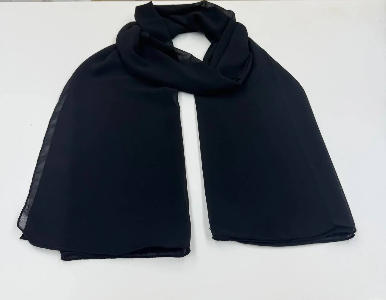 High quality Chiffon Hijab in classic black, perfect for elegant and versatile styling options