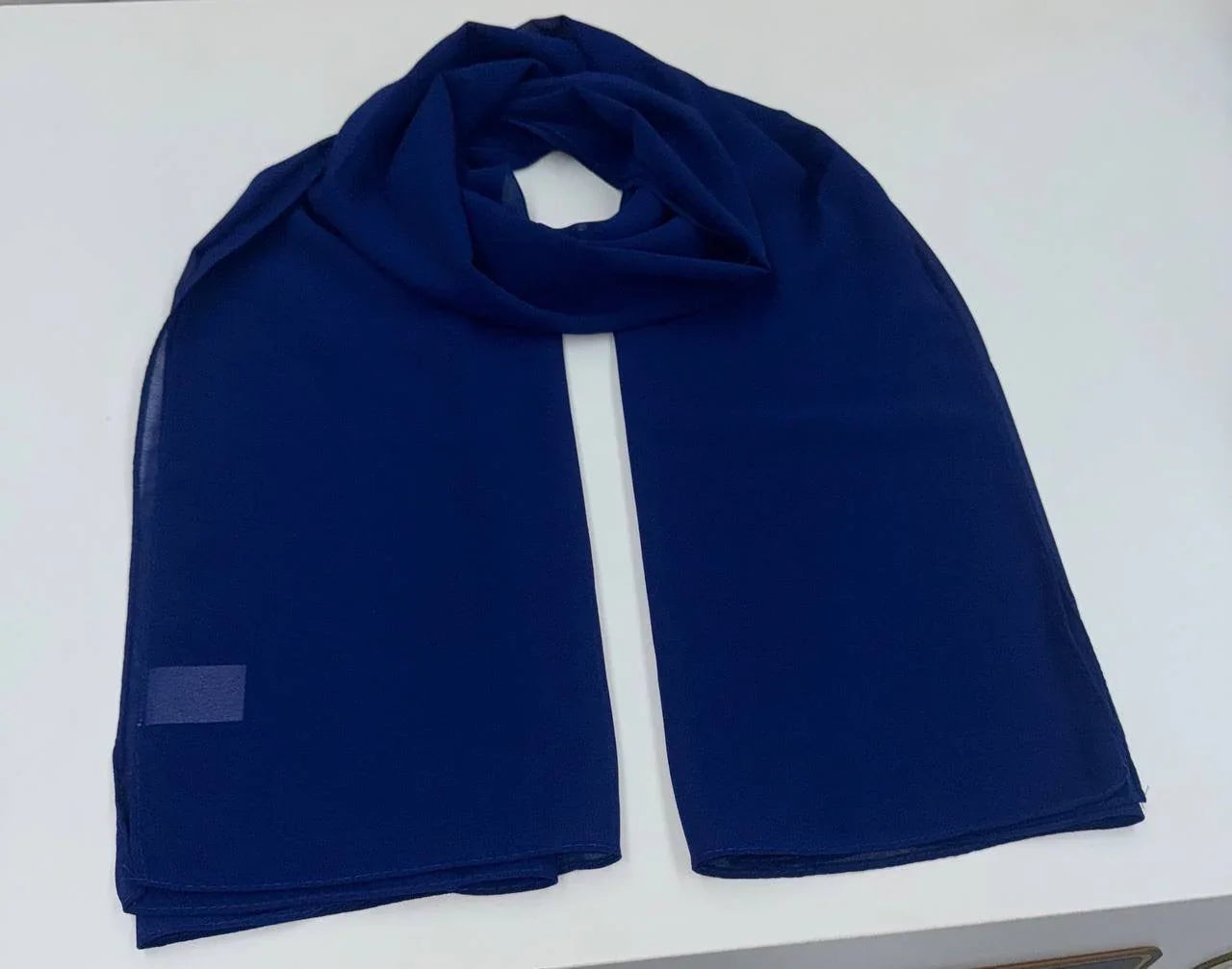 High quality Chiffon Hijab in deep navy blue, perfect for both casual and formal occasions
