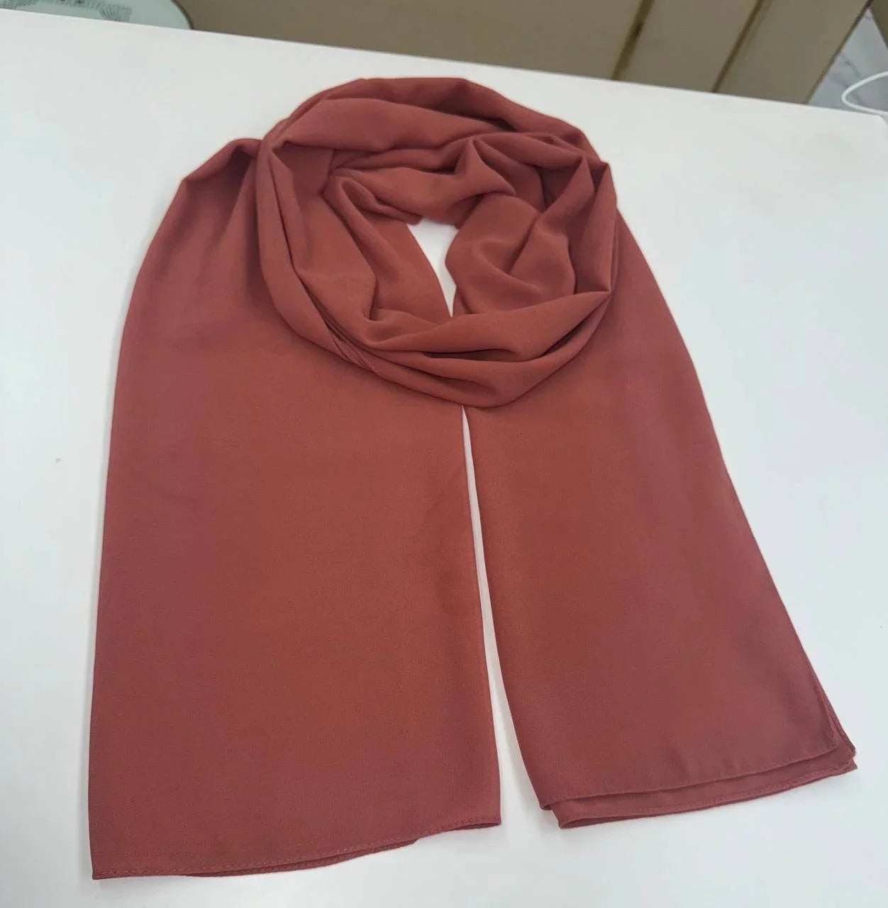 High Quality Chiffon Hijab in soft rust color, perfect for stylish and comfortable wear