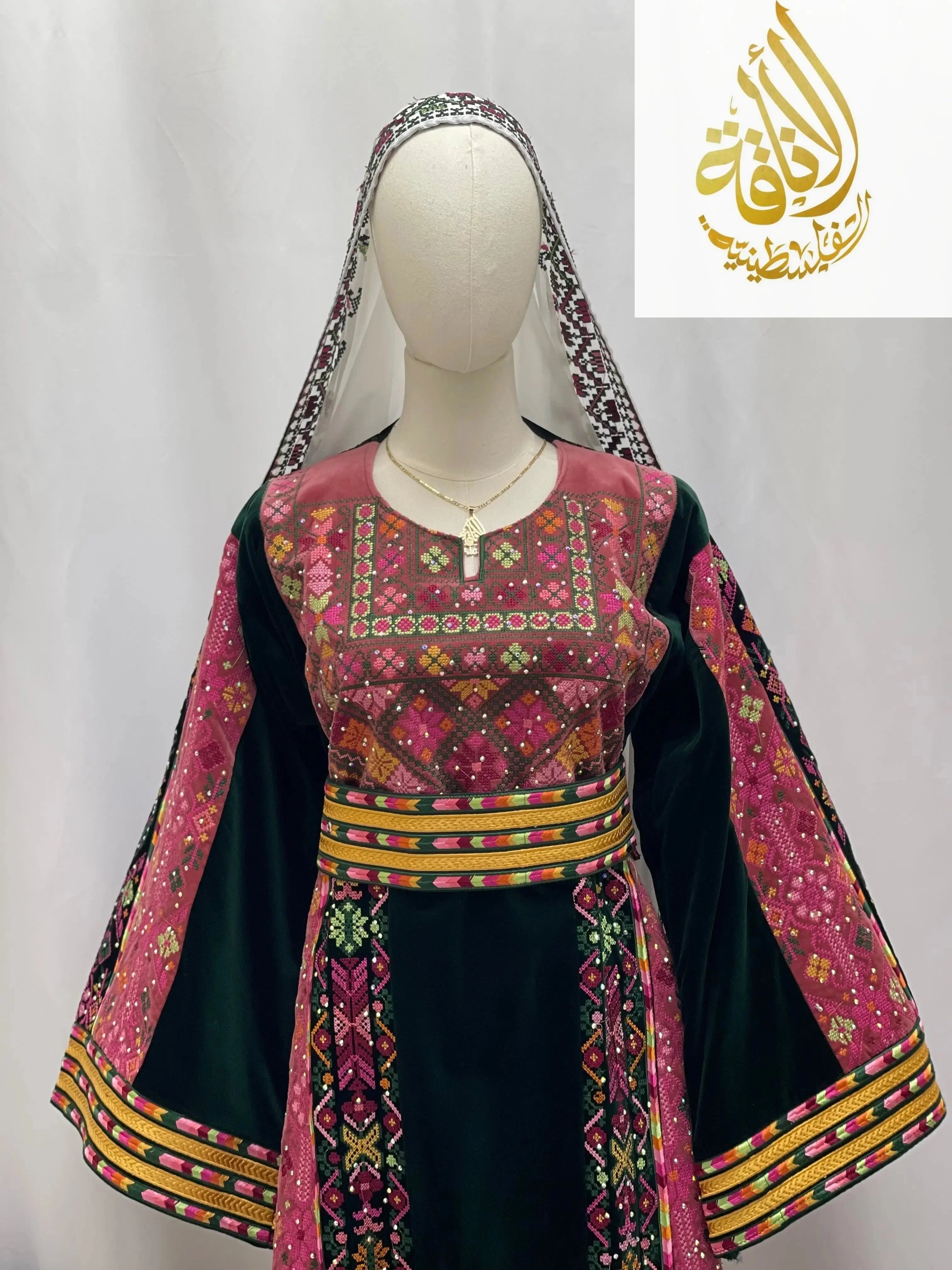 High Quality Velvet Embroidered Thoub Palestinian Elegance
