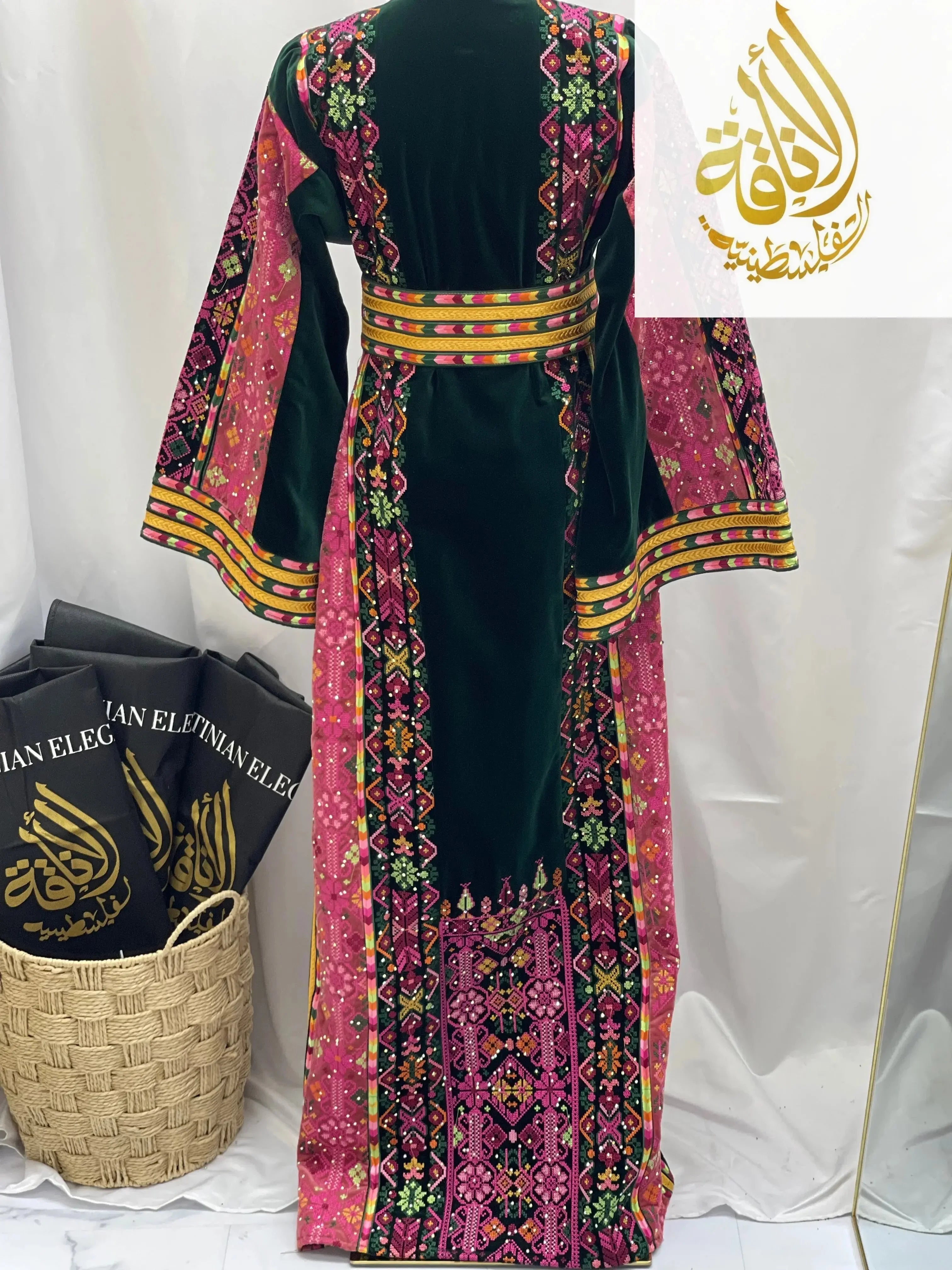 High Quality Velvet Embroidered Thoub Palestinian Elegance