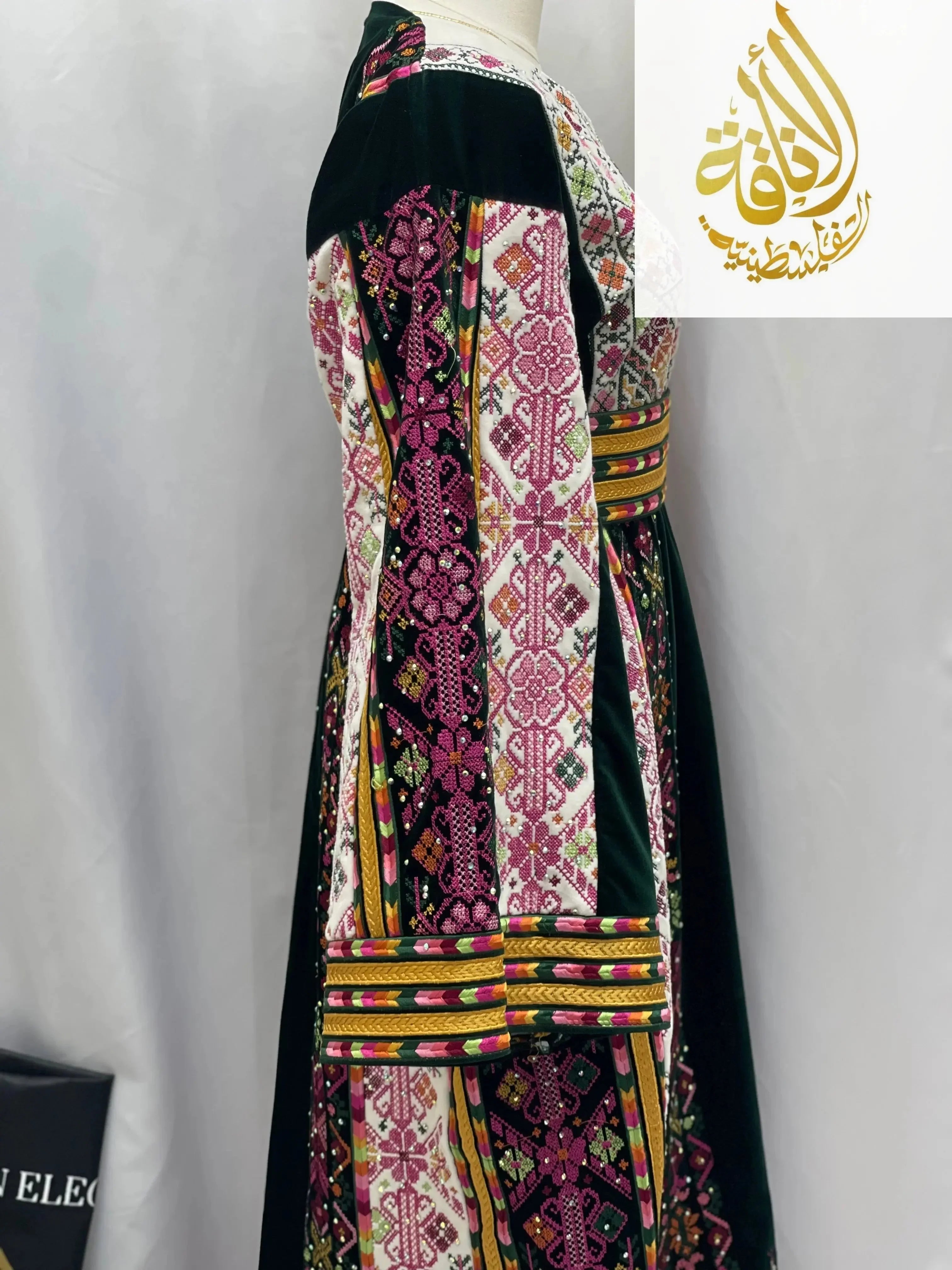 High Quality Velvet Embroidered Thoub Palestinian Elegance