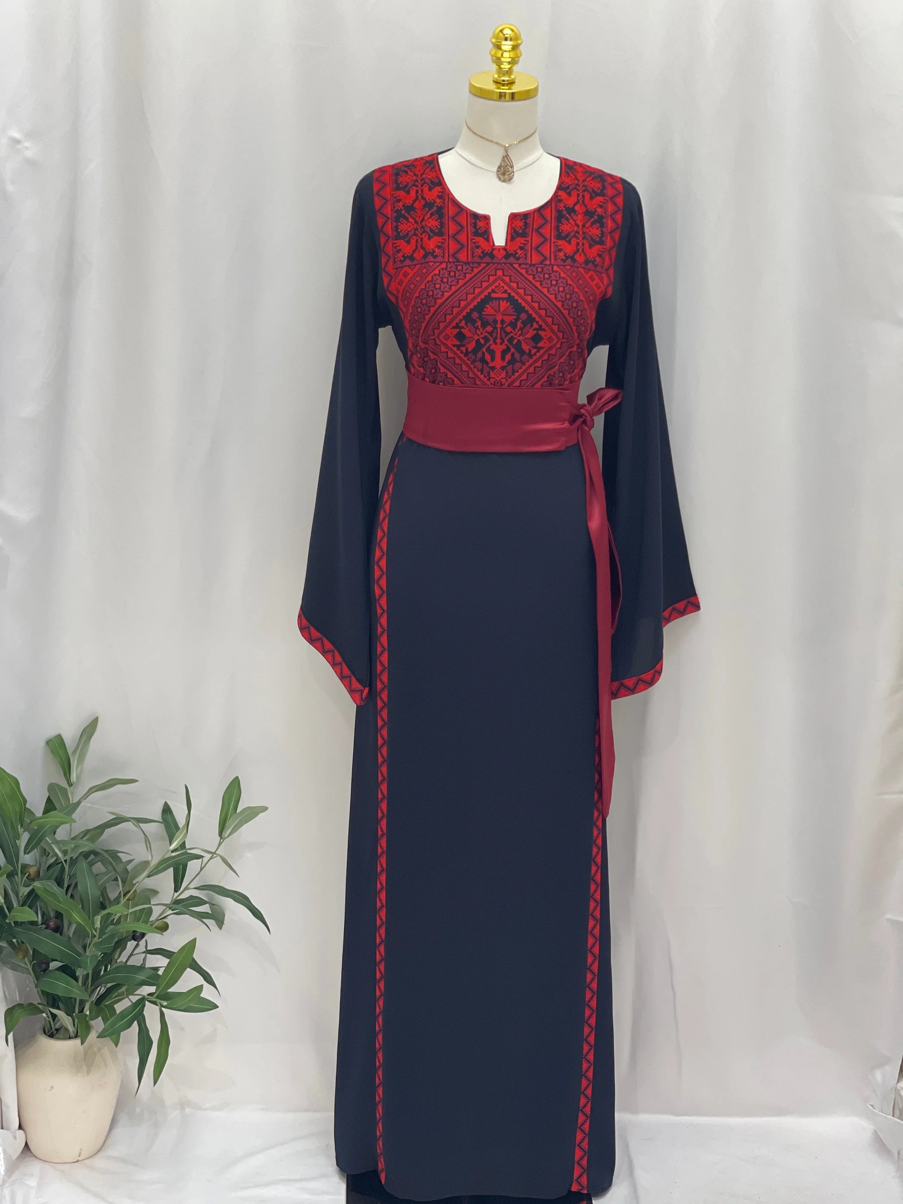 Huda Simply Embroidered Thoub: Blends Traditional Charm With Modern Style - Palestinian Elegance
