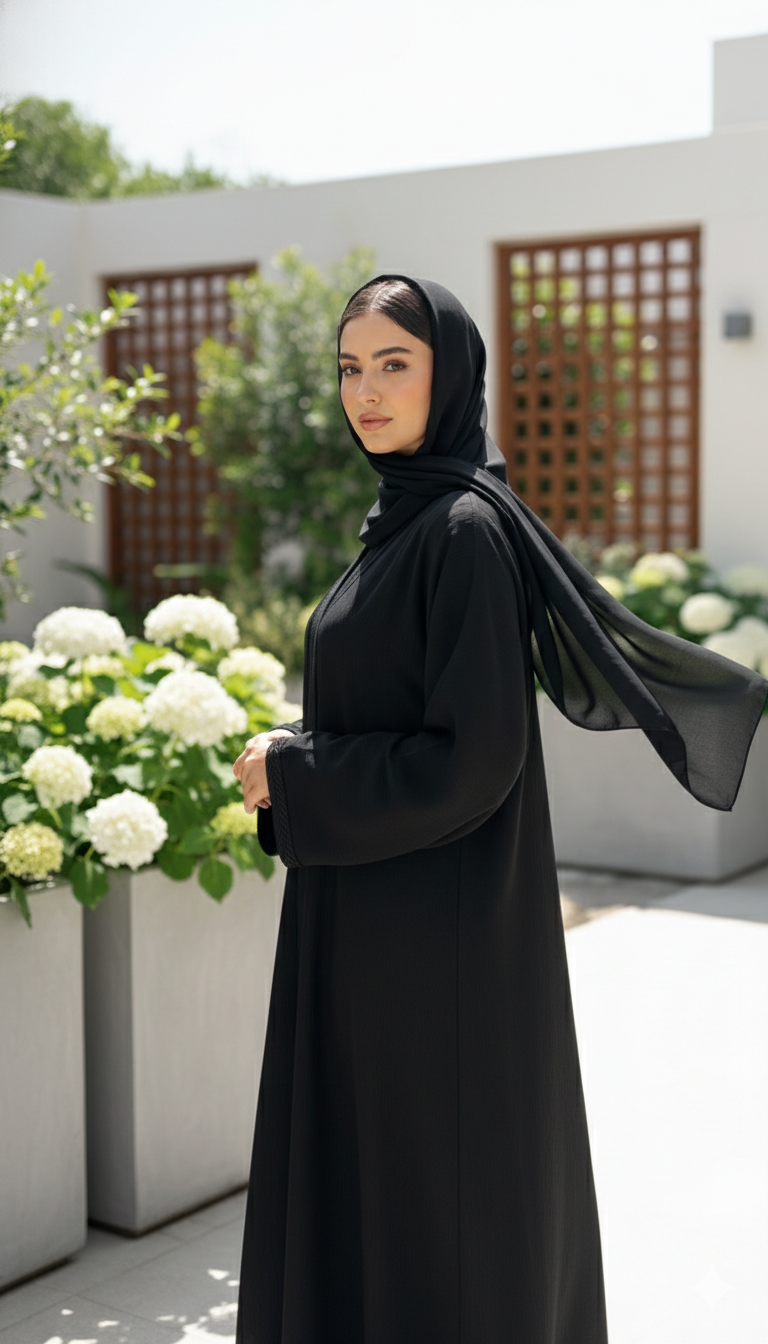 Classic  Black Abaya - Palestinian Elegance
