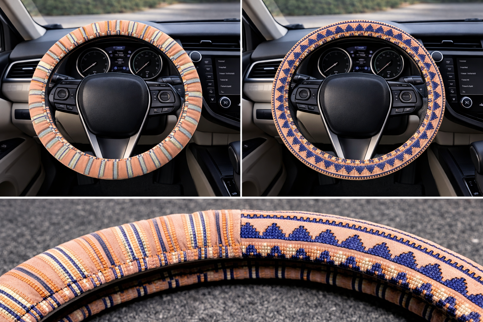 Reversible Beaded Steering Wheel Cover- Elegant Design
