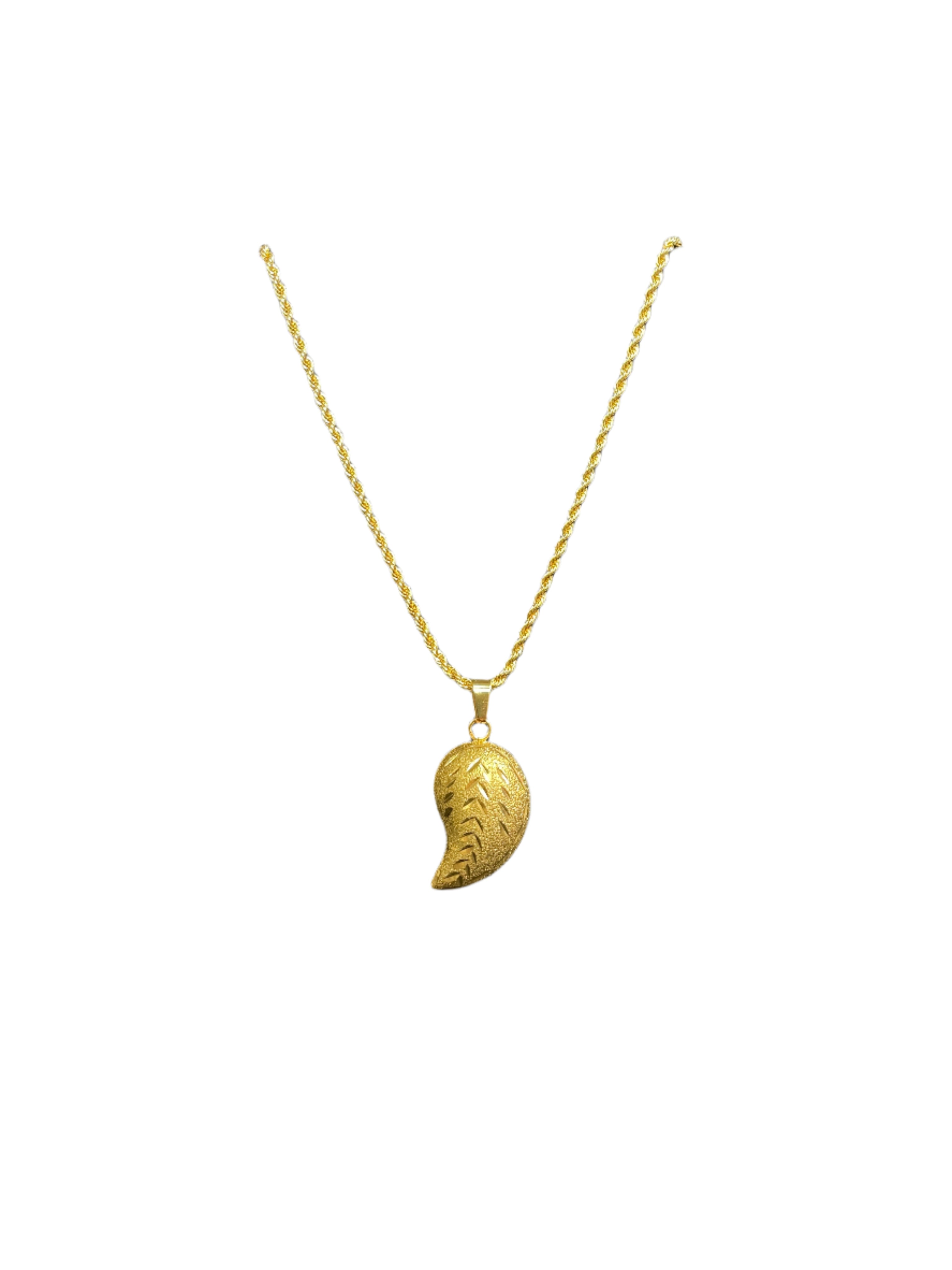 Imitated Gold Loza Necklace Medium Size featuring a gold leaf pendant on a twisted chain