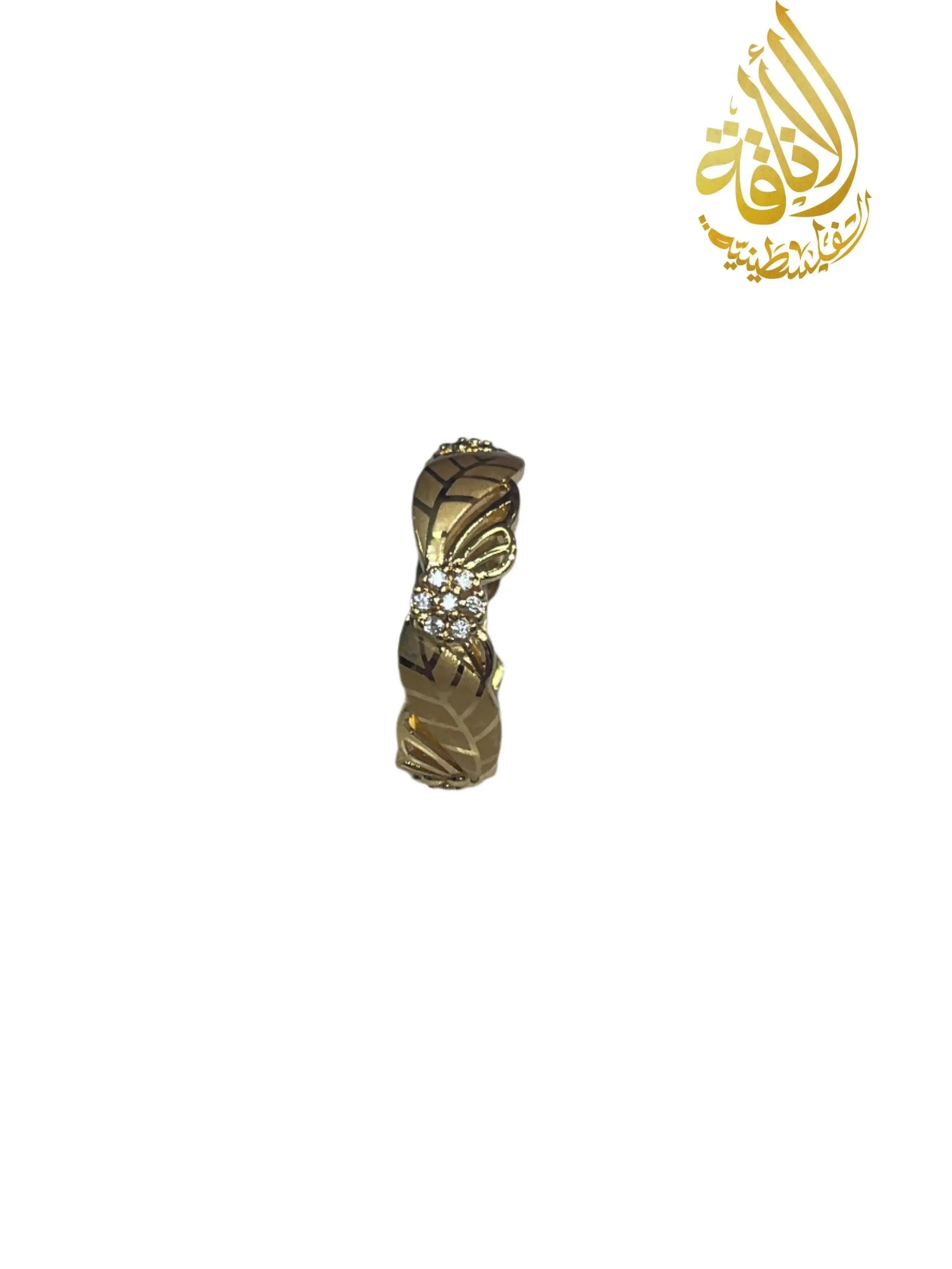 Imitated Gold Ring with Flower Design featuring intricate patterns and small sparkling stones