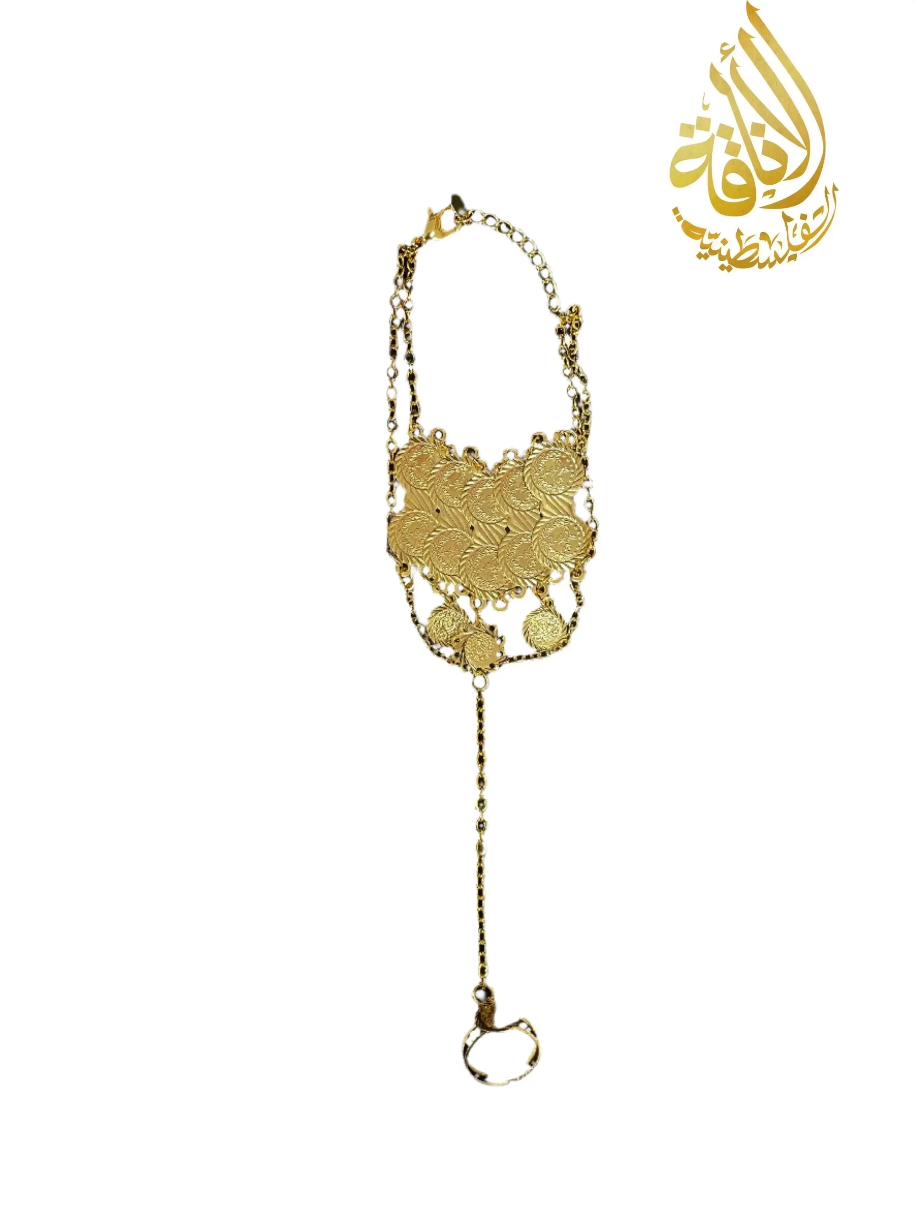 Kids Imitated Gold Bracelet With Ring Set by Palestinian Elegance detailed with intricate designs