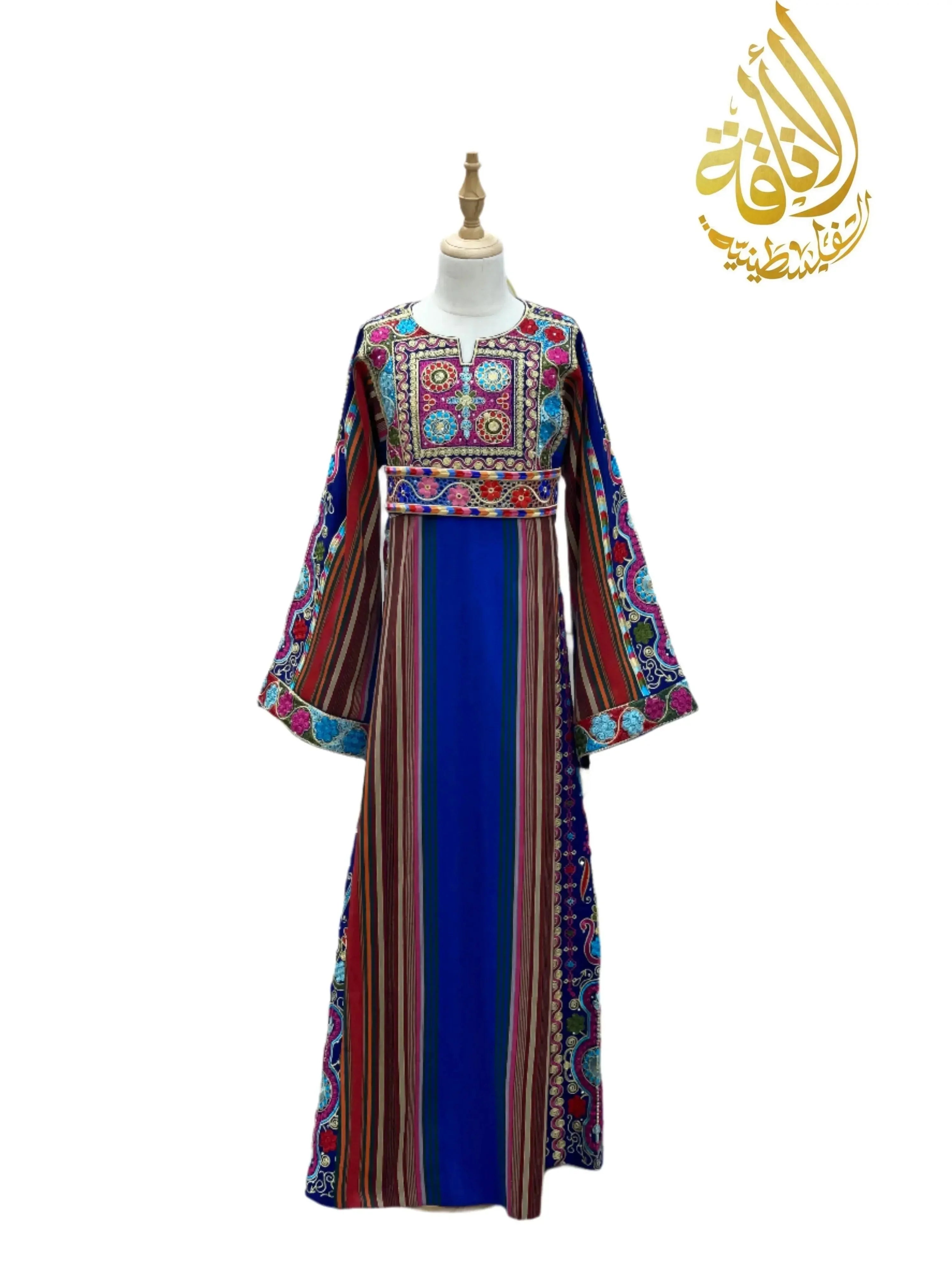 Kids Royal Blue Majdalwi Embroidered Thoub - Traditional Elegance for Formal Occasions Palestinian Elegance