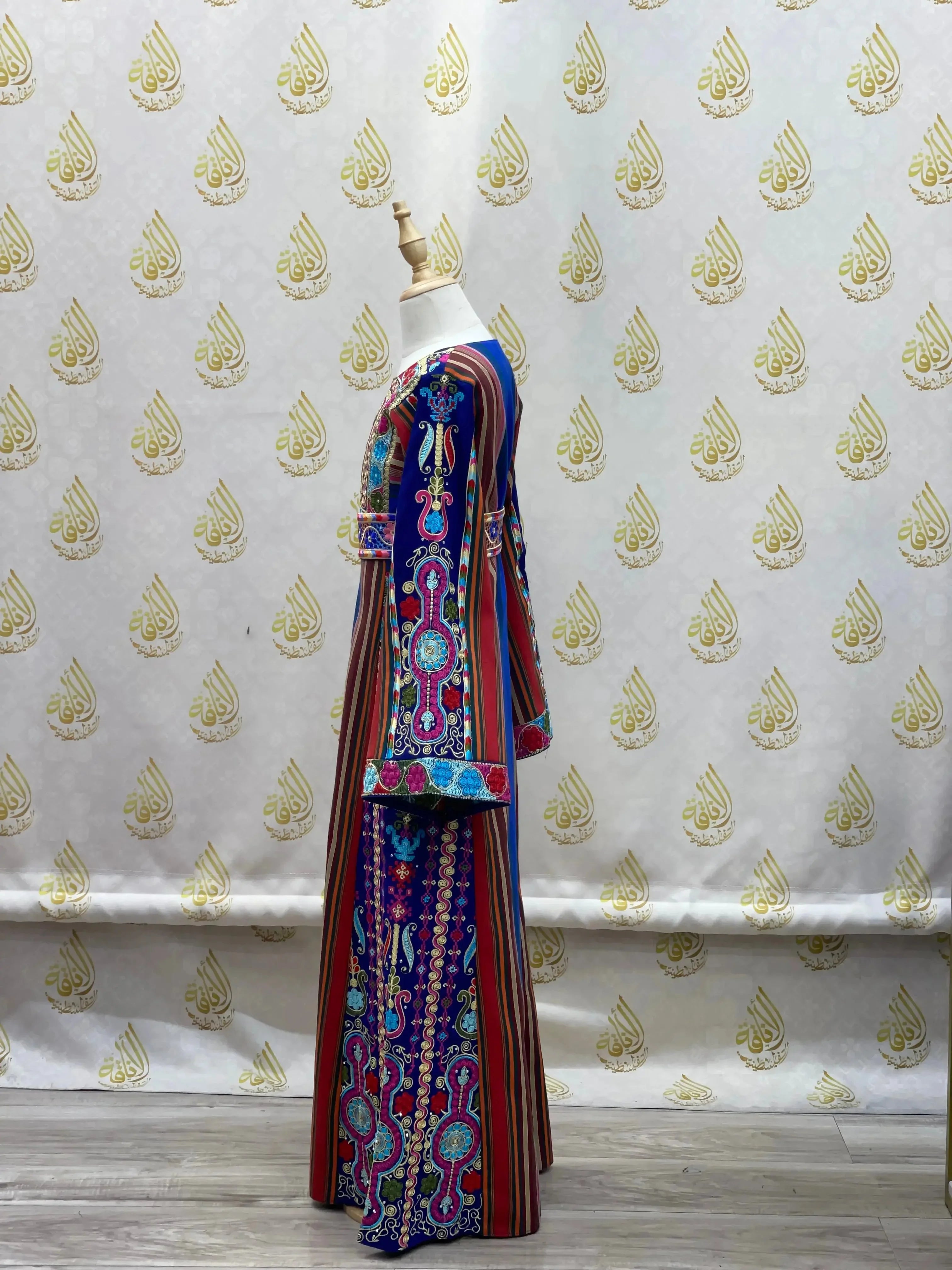 Kids Royal Blue Majdalwi Embroidered Thoub - Traditional Elegance for Formal Occasions Palestinian Elegance