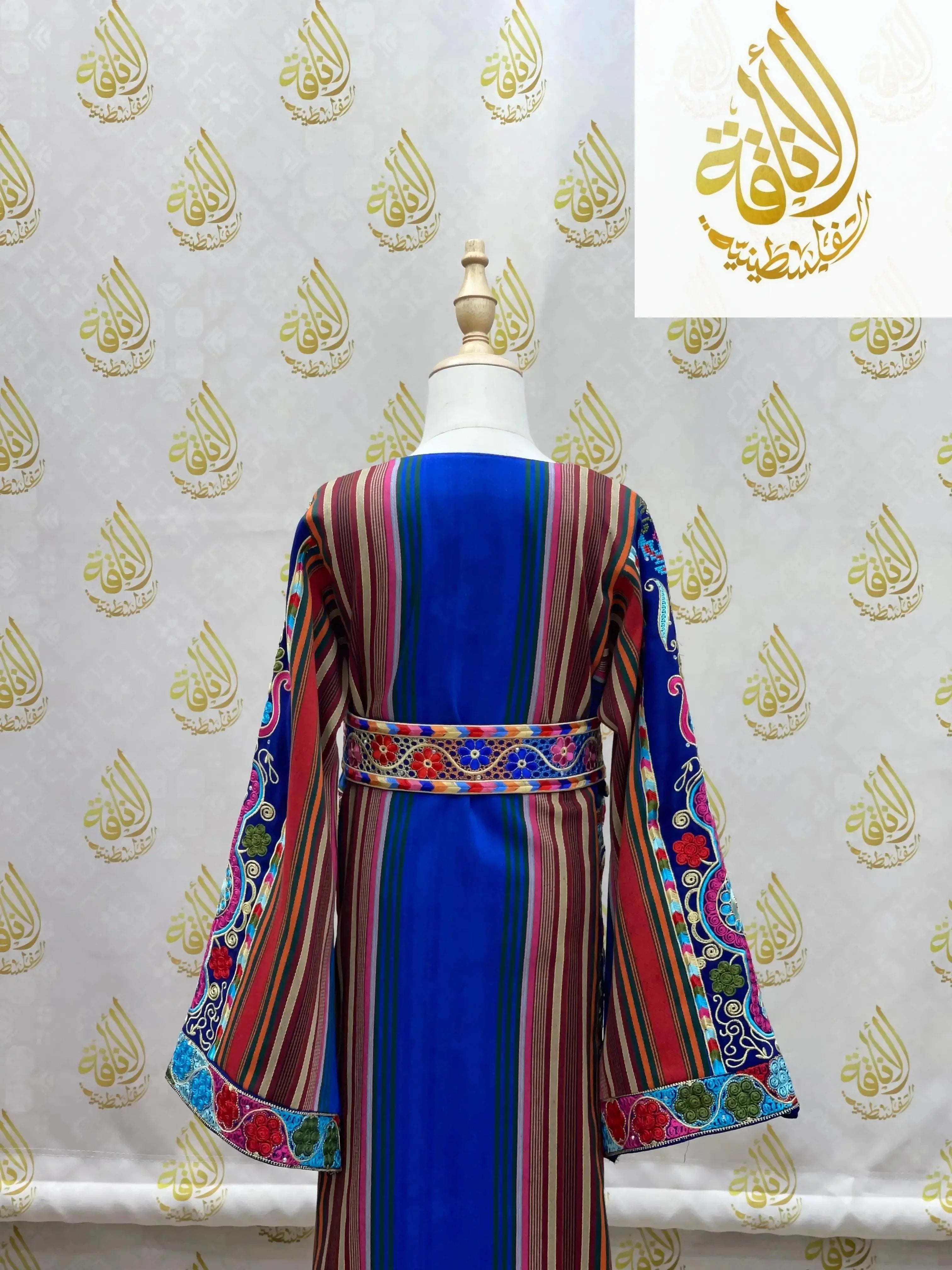 Kids Royal Blue Majdalwi Embroidered Thoub - Traditional Elegance for Formal Occasions Palestinian Elegance