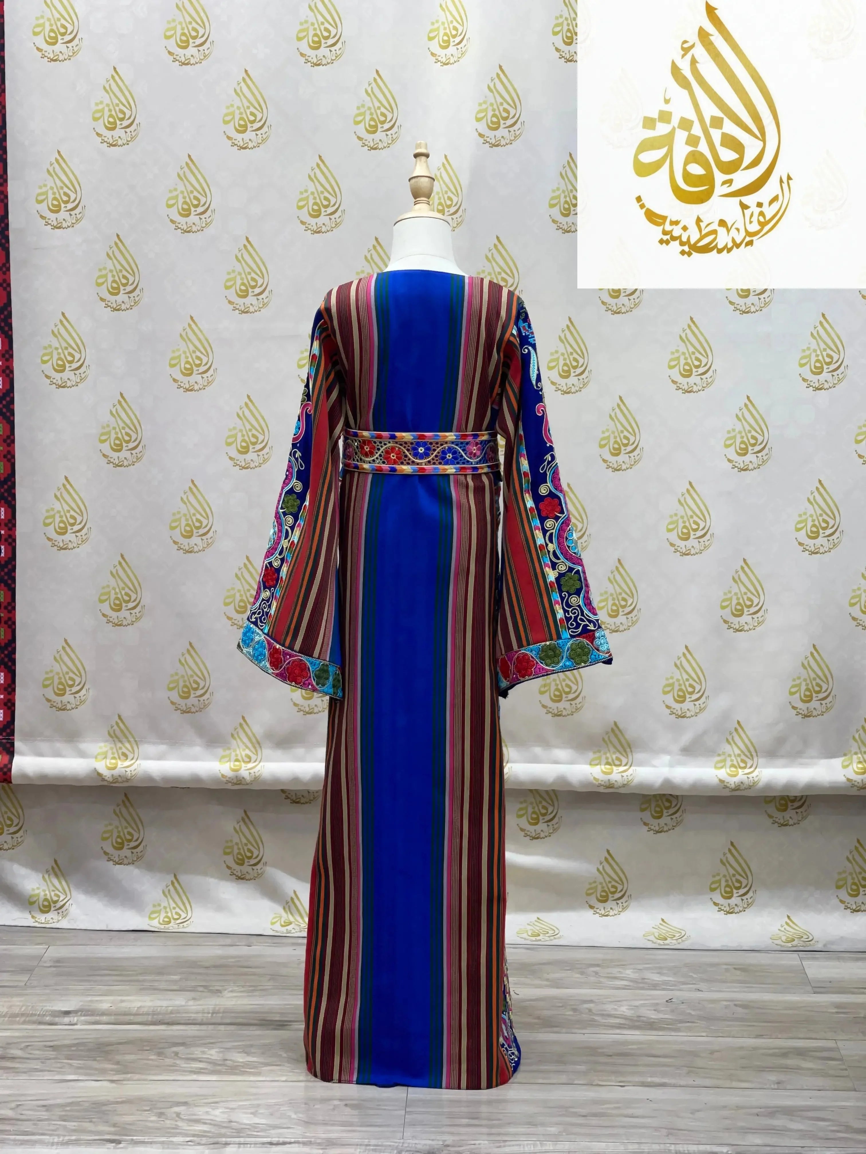 Kids Royal Blue Majdalwi Embroidered Thoub - Traditional Elegance for Formal Occasions Palestinian Elegance