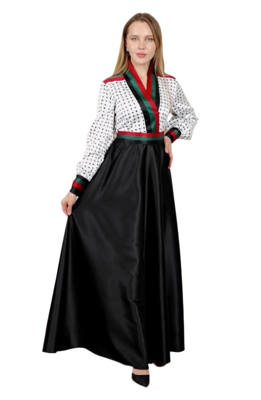 Kuffiyeh Satin Dress: Elegance Meets Tradition Palestinian Elegance