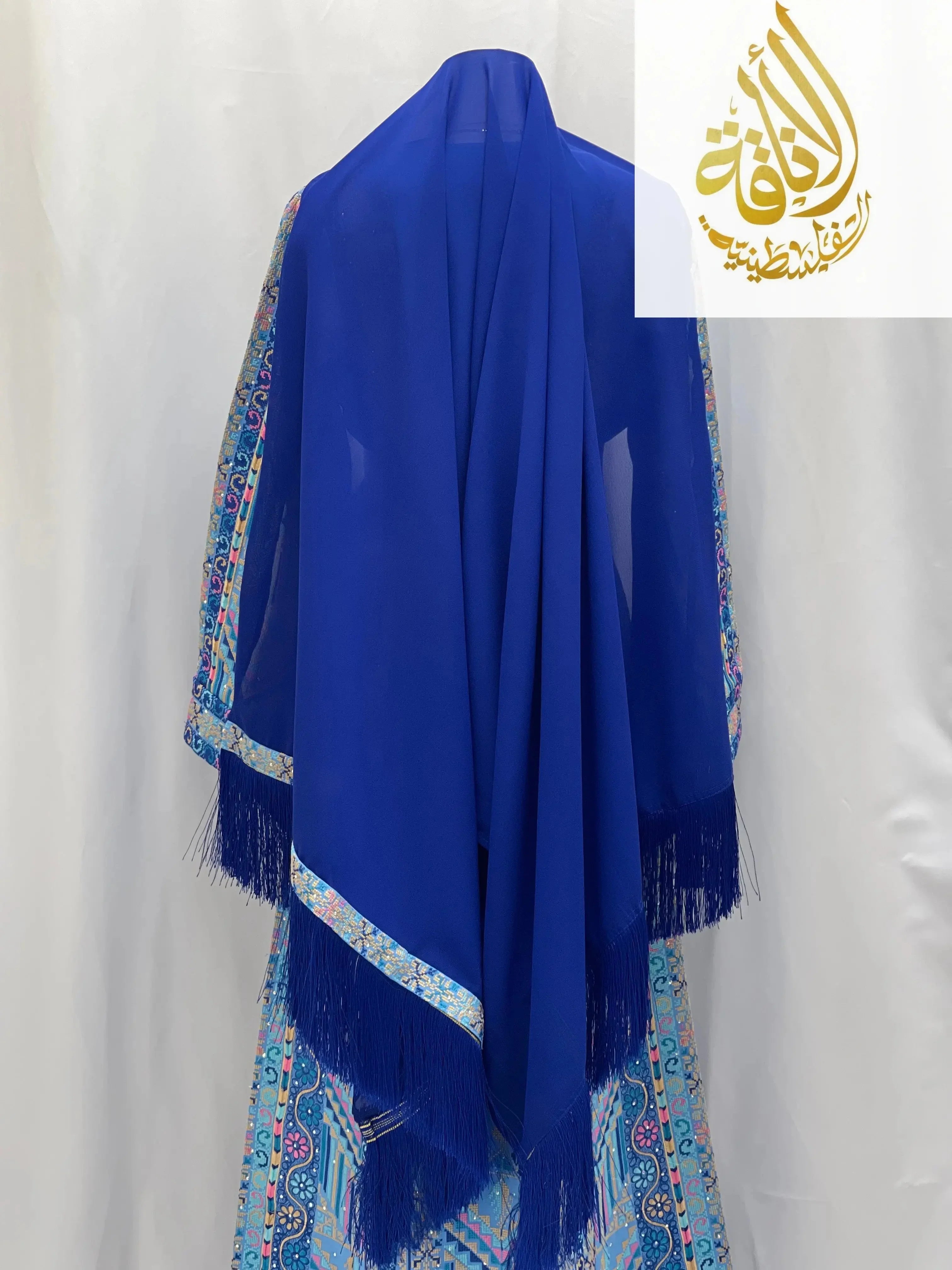 Layan Embroidered Light Blue Thoub - Elegance & Tradition - Palestinian Elegance