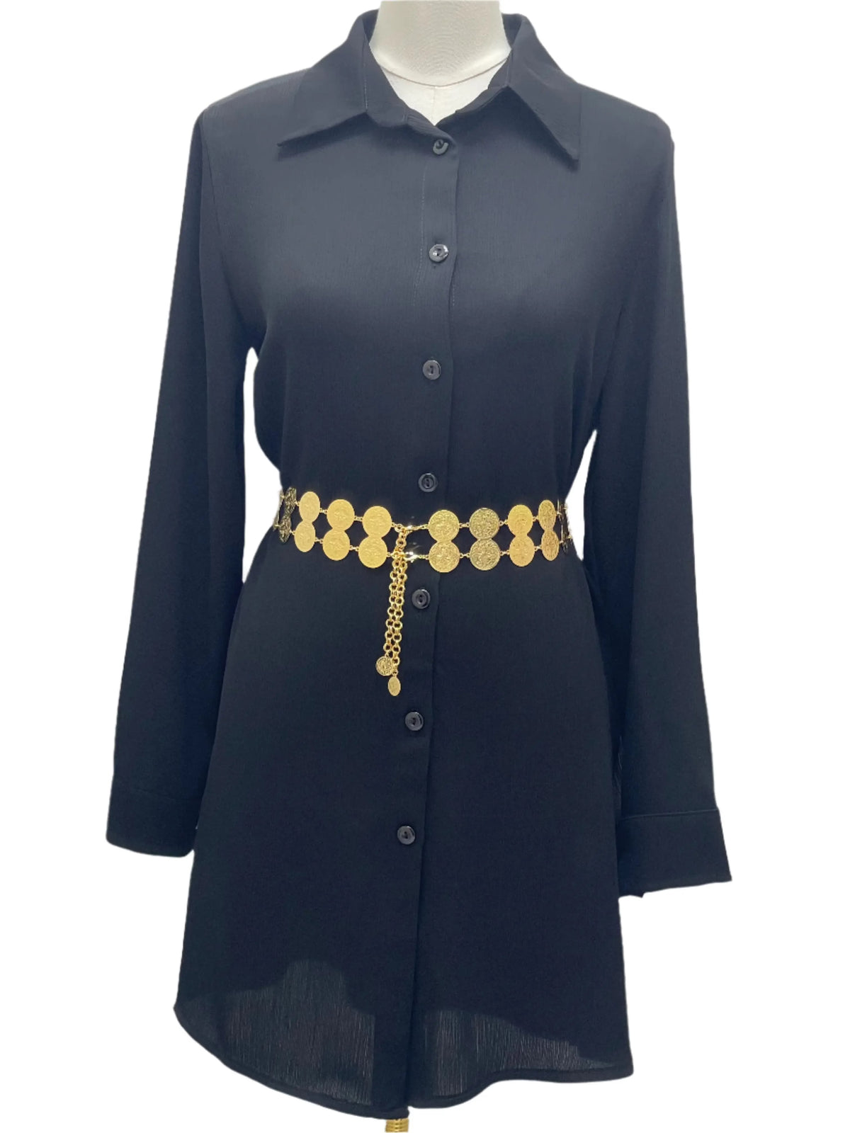 green emerald velvet dress Lerat Gold Coin Waist Belt for Women Adjustable Imitated Gold Kamarband  Chain