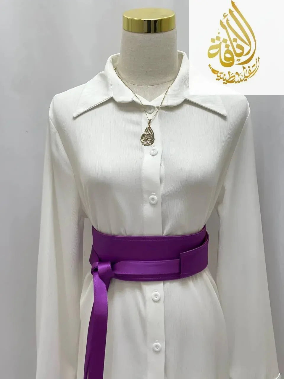 Luxurious Satin Belt with Modern Embroidery - Elegant & Durable Accessory Palestinian Elegance