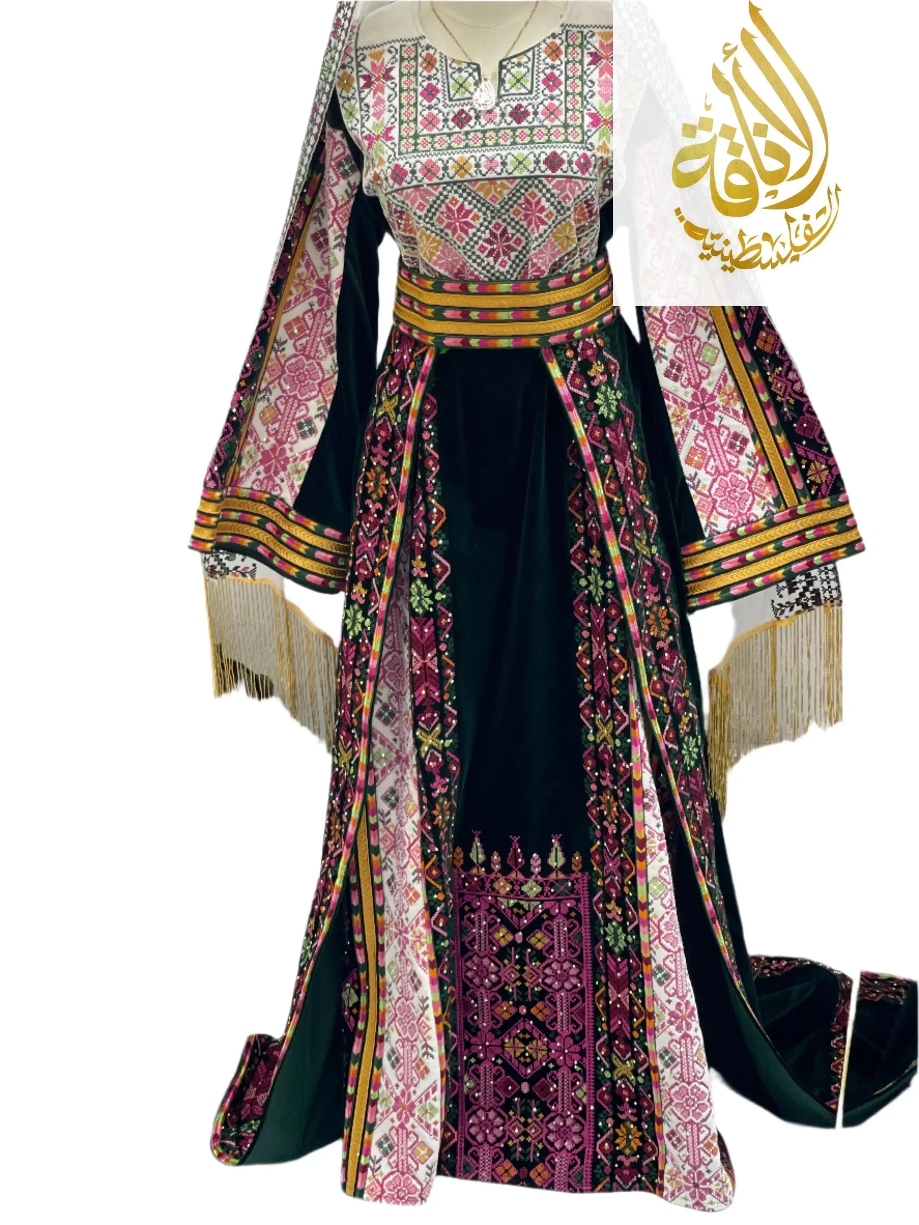 Madina Embroidered Velvet Thoub With Skirt Palestinian Elegance