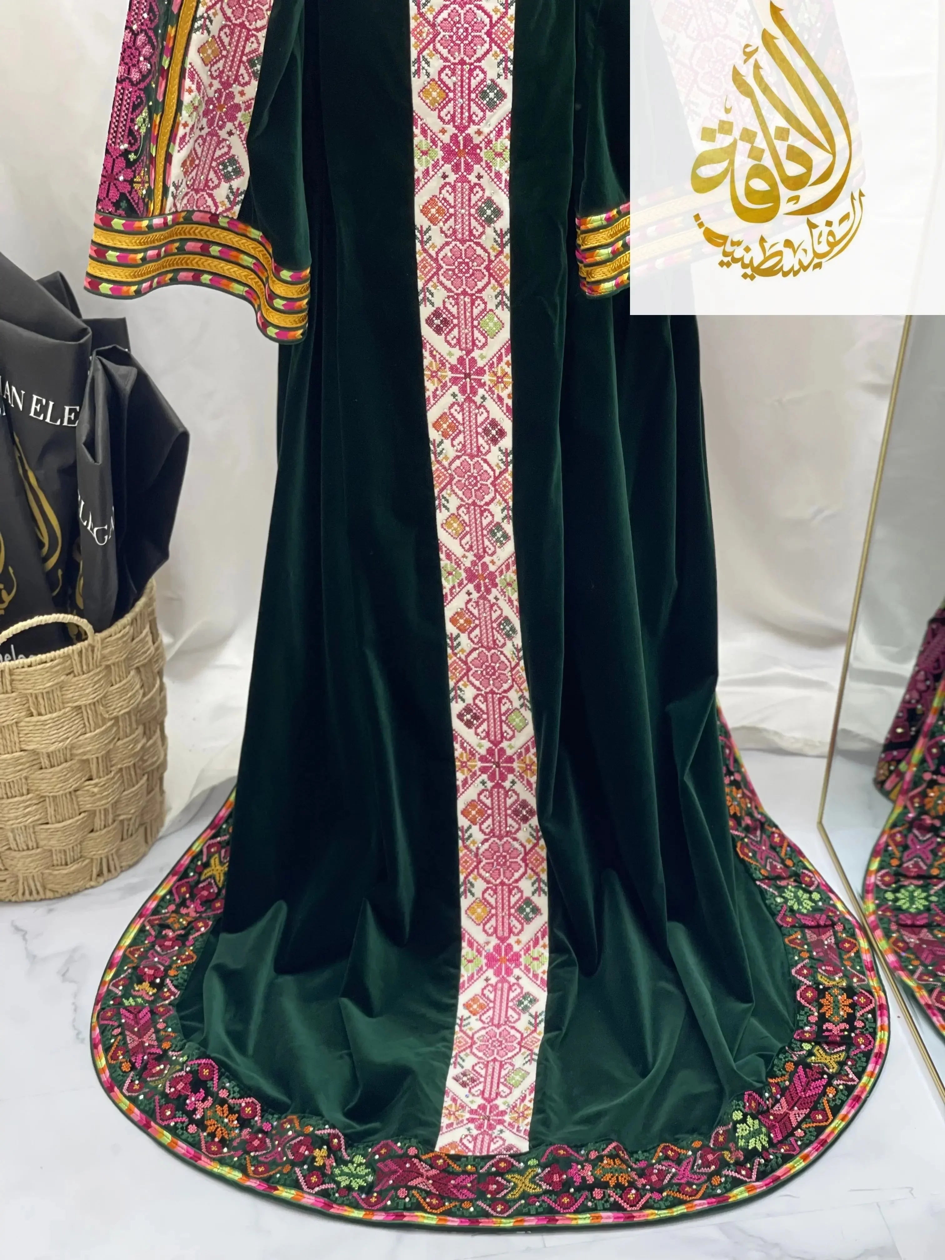 Madina Embroidered Velvet Thoub With Skirt Palestinian Elegance