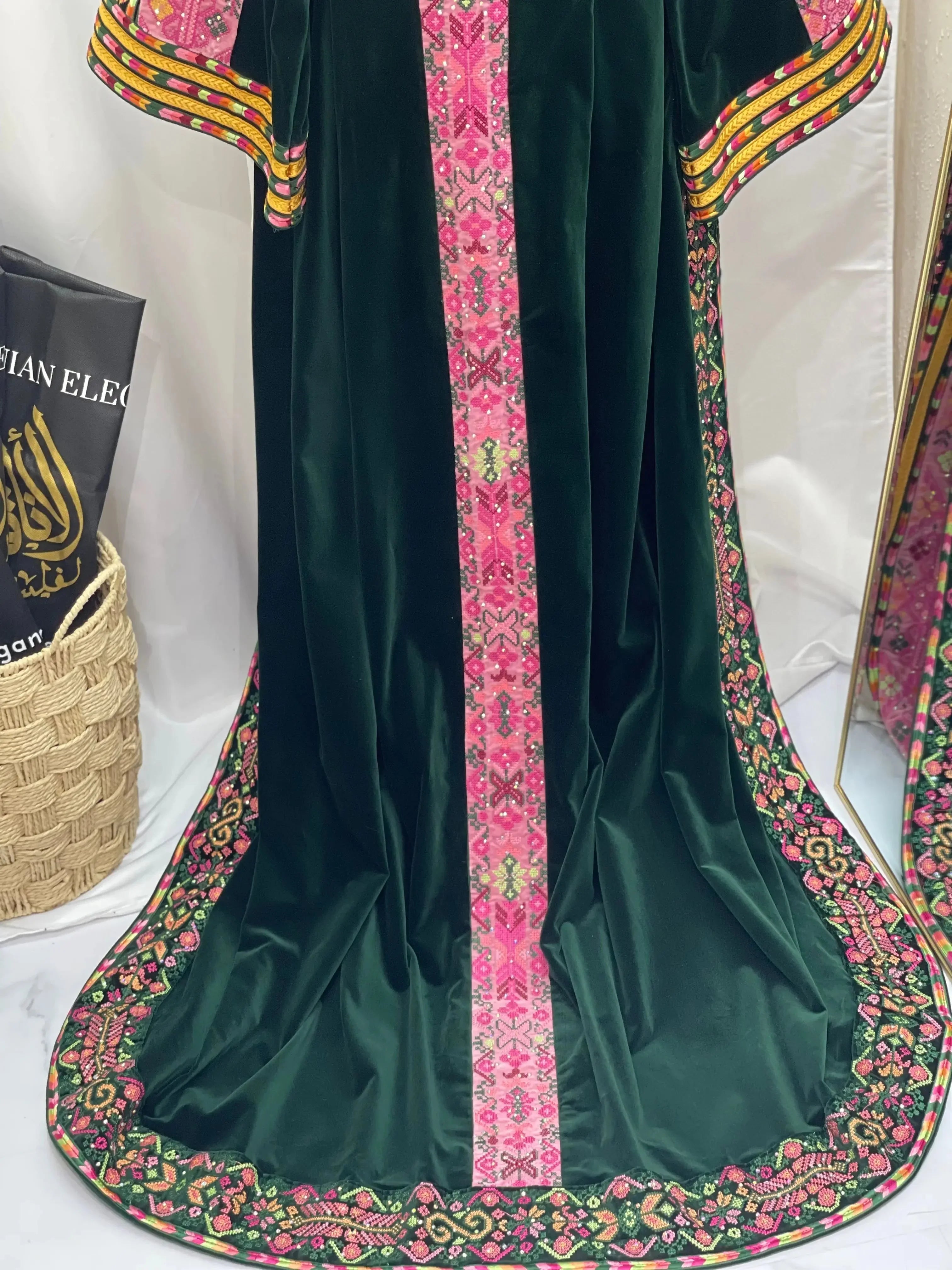 Madina Embroidered Velvet Thoub With Skirt Palestinian Elegance