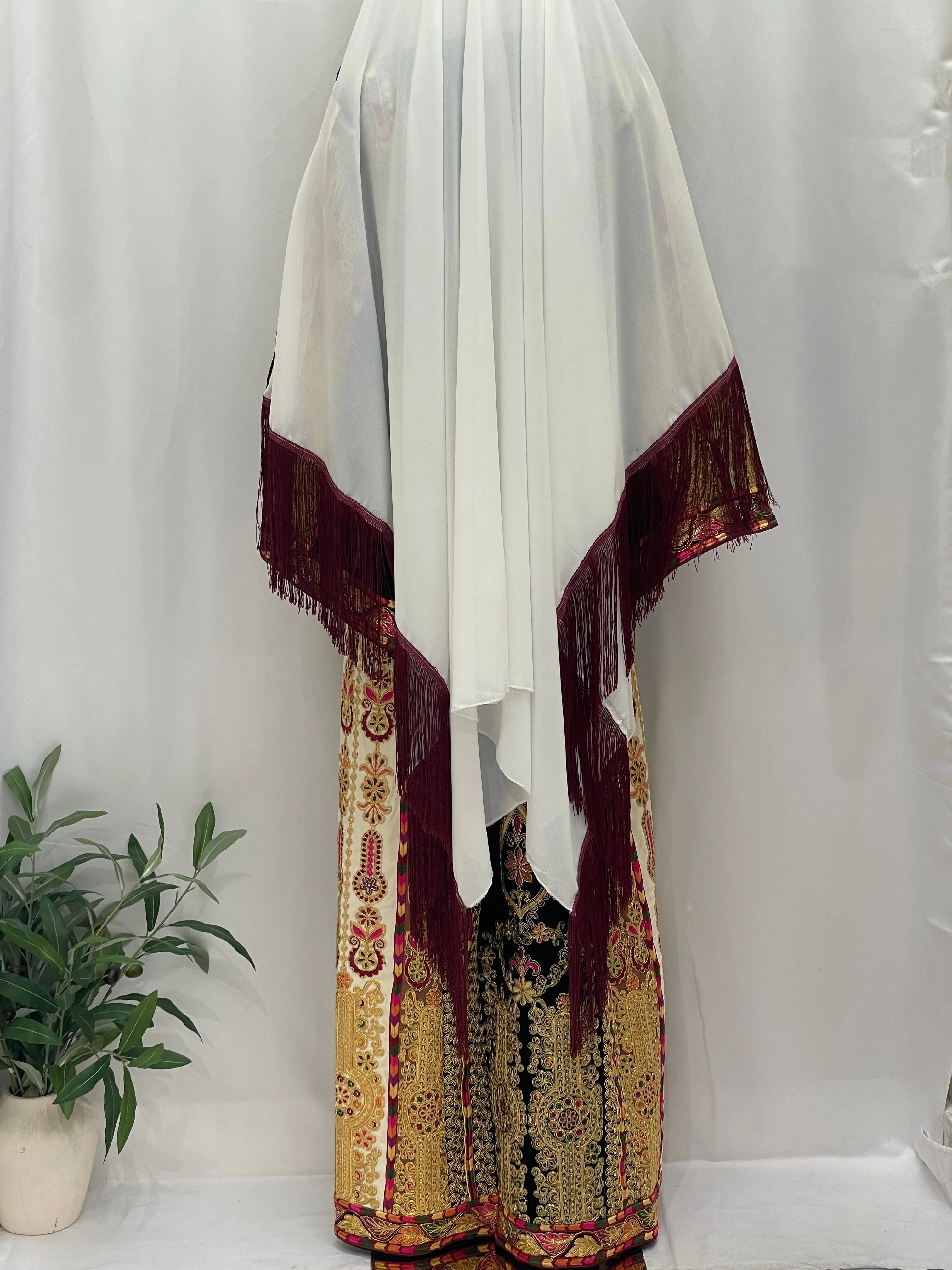 Malika Queen Emerald Thobe with intricate embroidery and fringed cape for elegant style