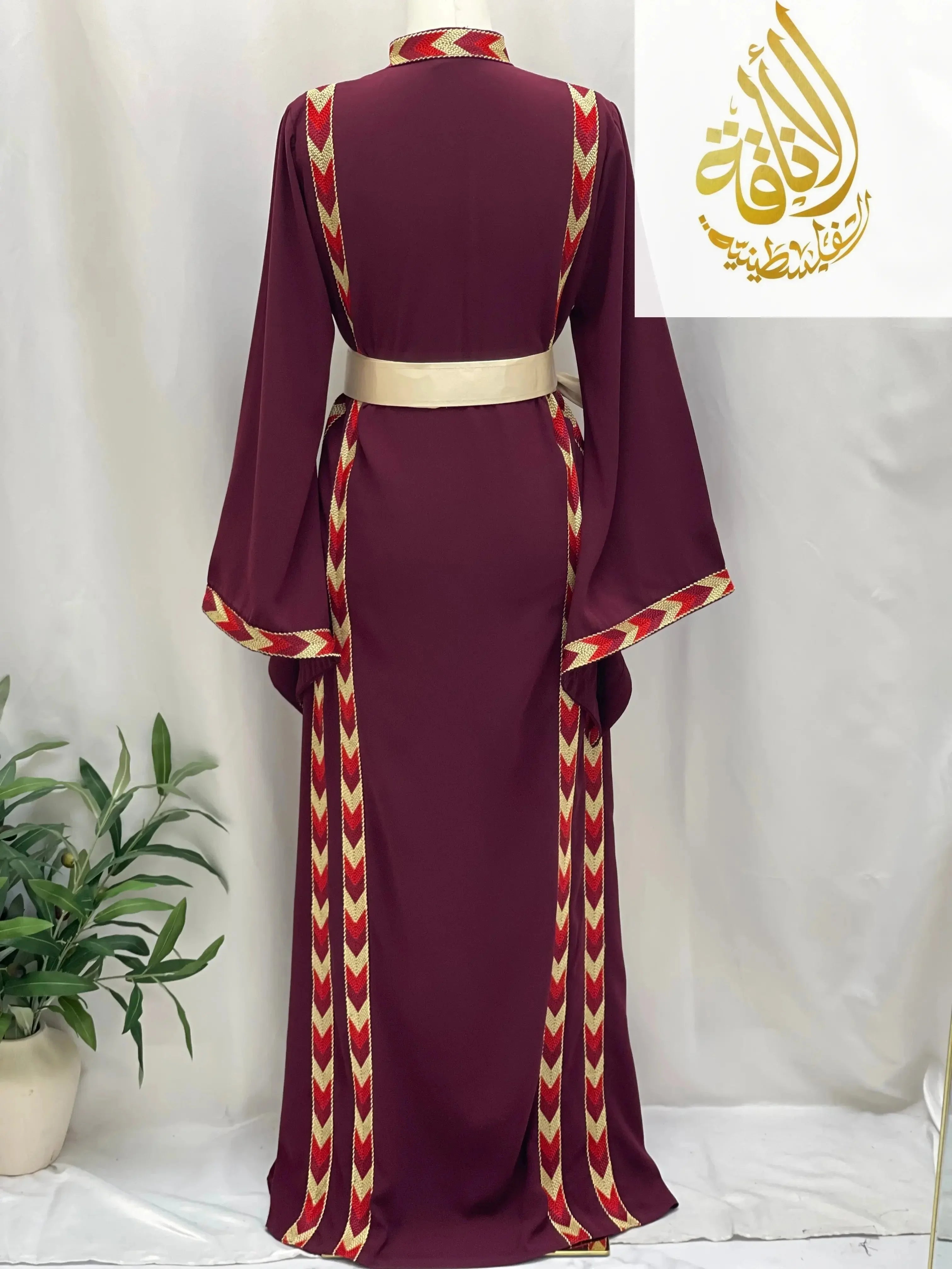 New Maroon Sabal Embroidered Thoub - Timeless Elegance - Palestinian Elegance