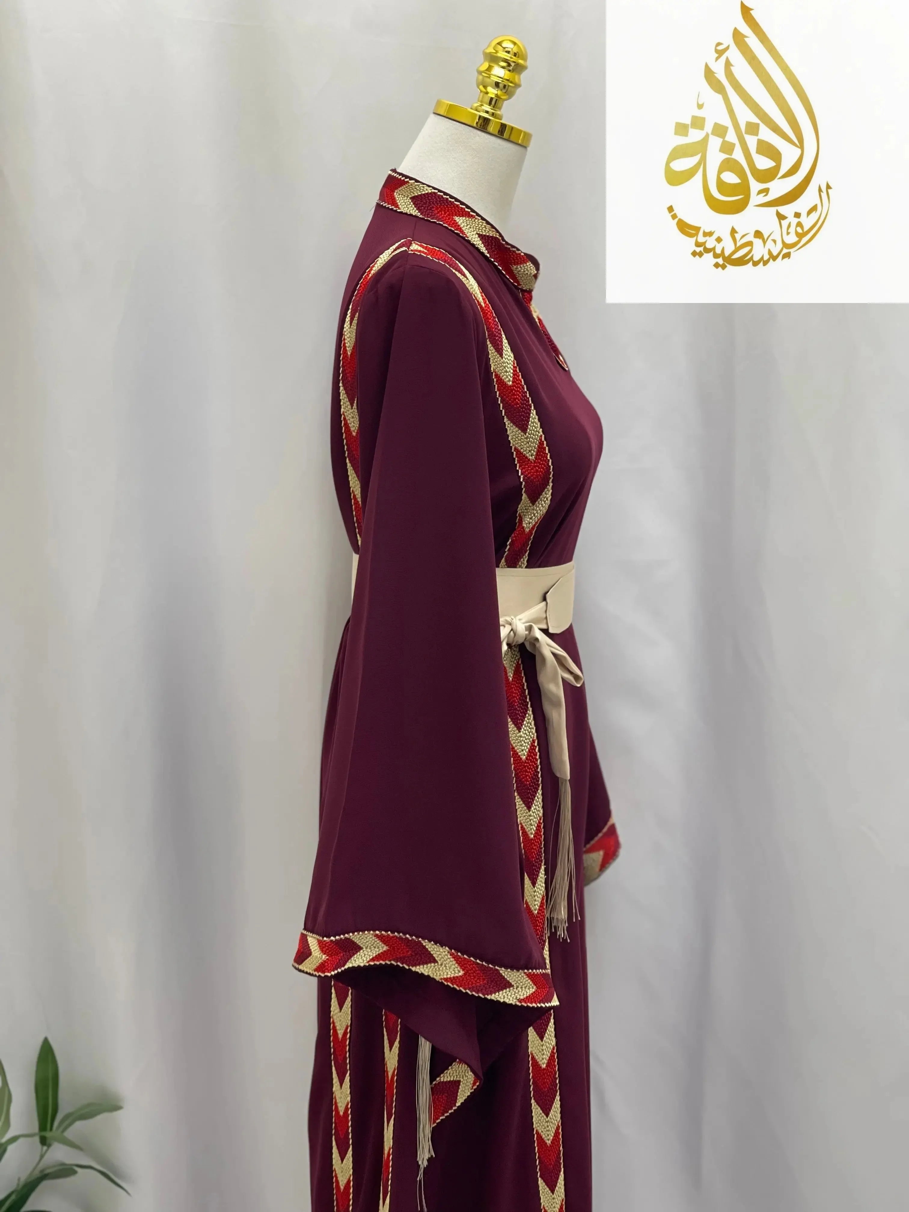 New Maroon Sabal Embroidered Thoub - Timeless Elegance - Palestinian Elegance
