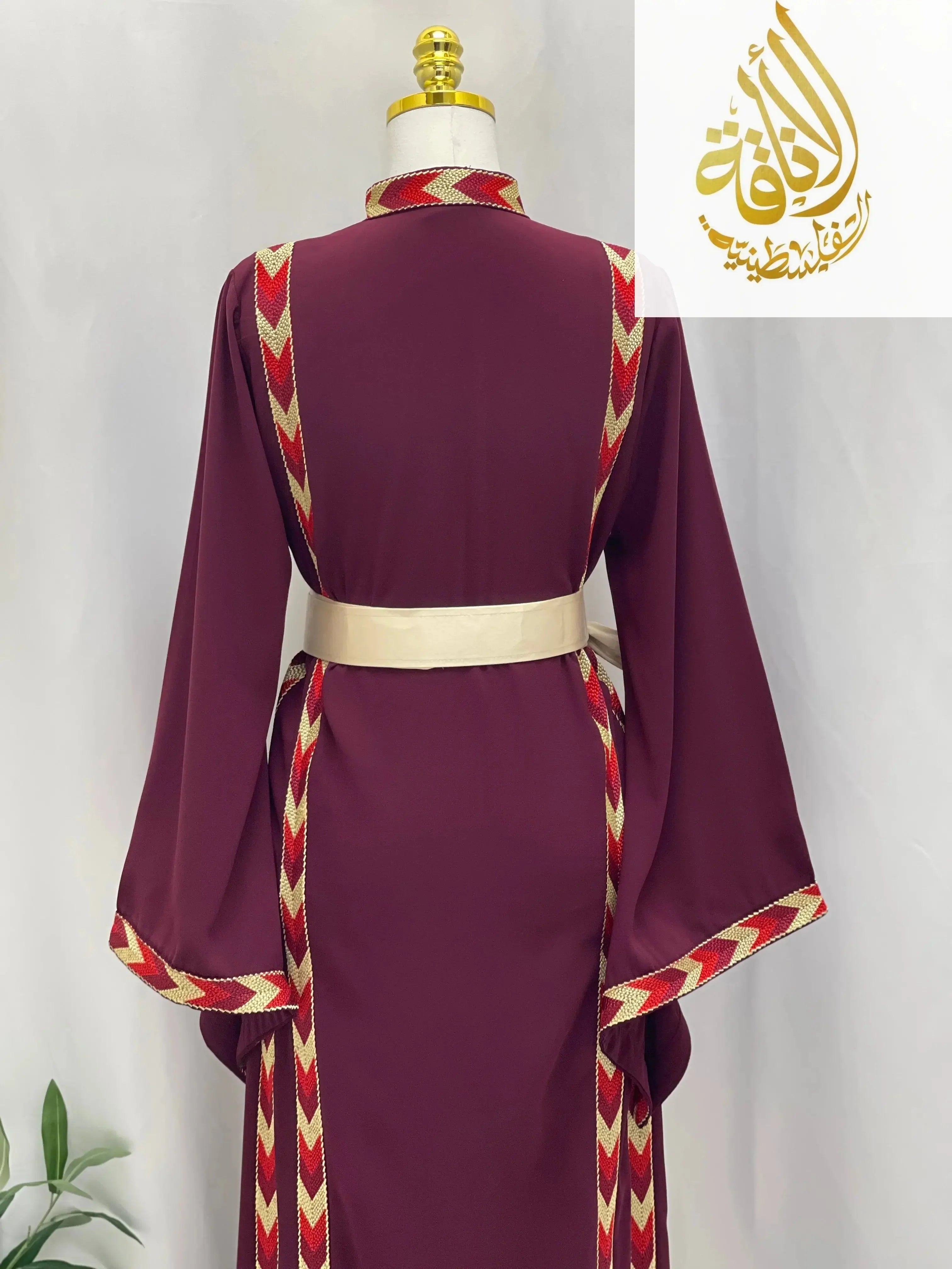 New Maroon Sabal Embroidered Thoub - Timeless Elegance - Palestinian Elegance