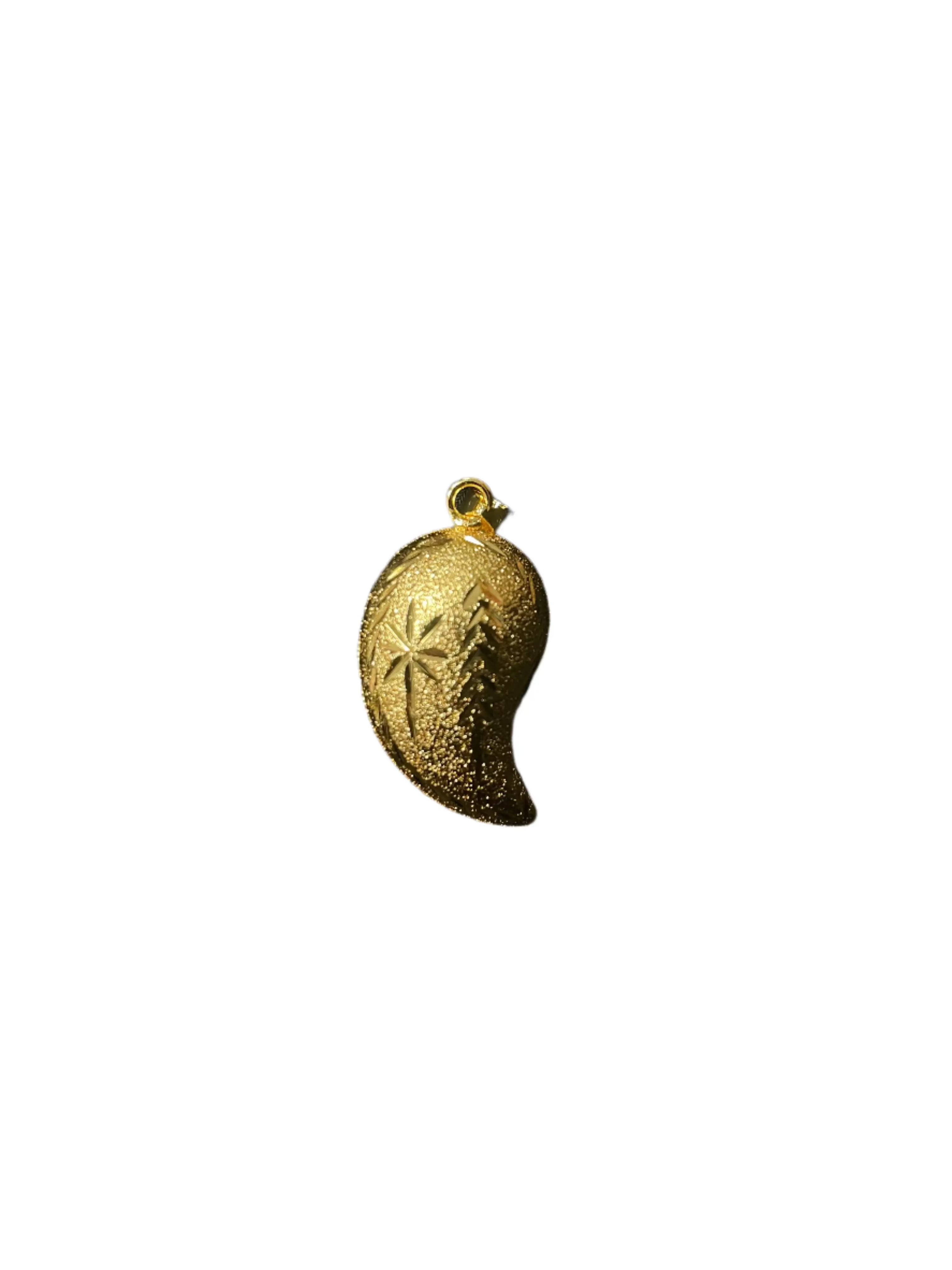 Palestinian Elegance imitated gold Medium Almond Pendant with textured floral design