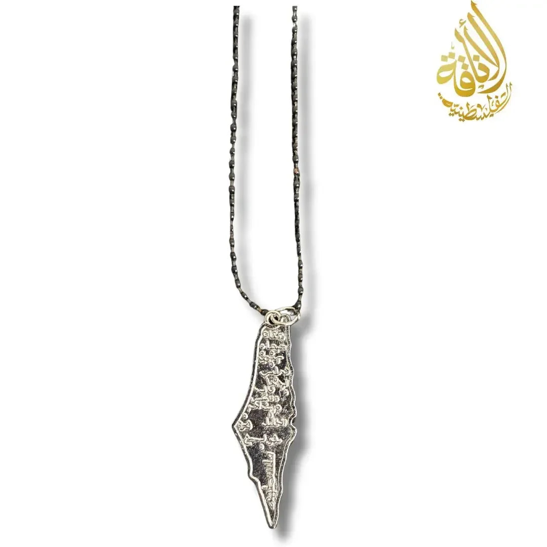 Metal Black Beads Palestine Necklace Palestinian Elegance