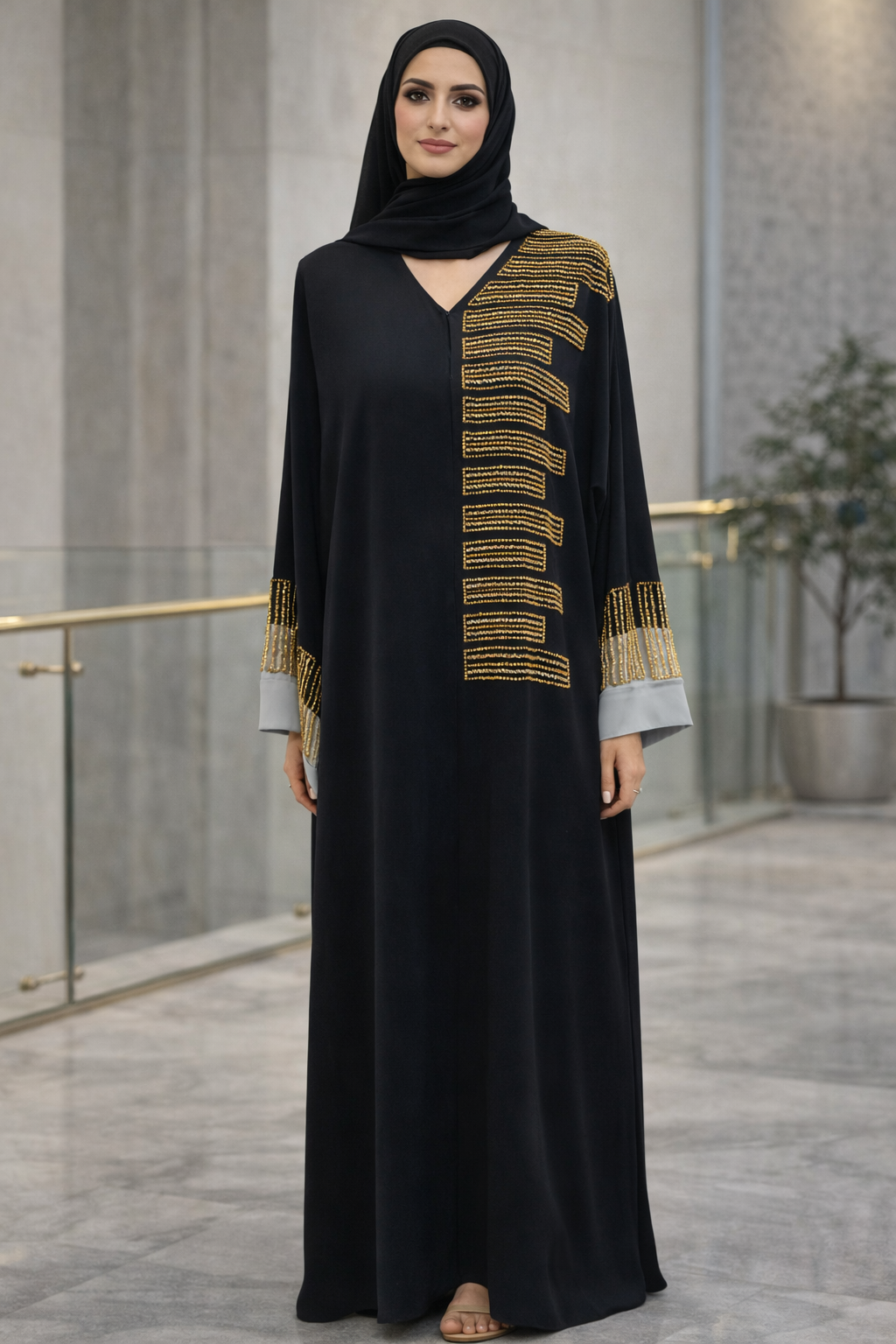 Fancy Beads Dubai Abaya: The Relaxed Fit Lets You Move with Comfort