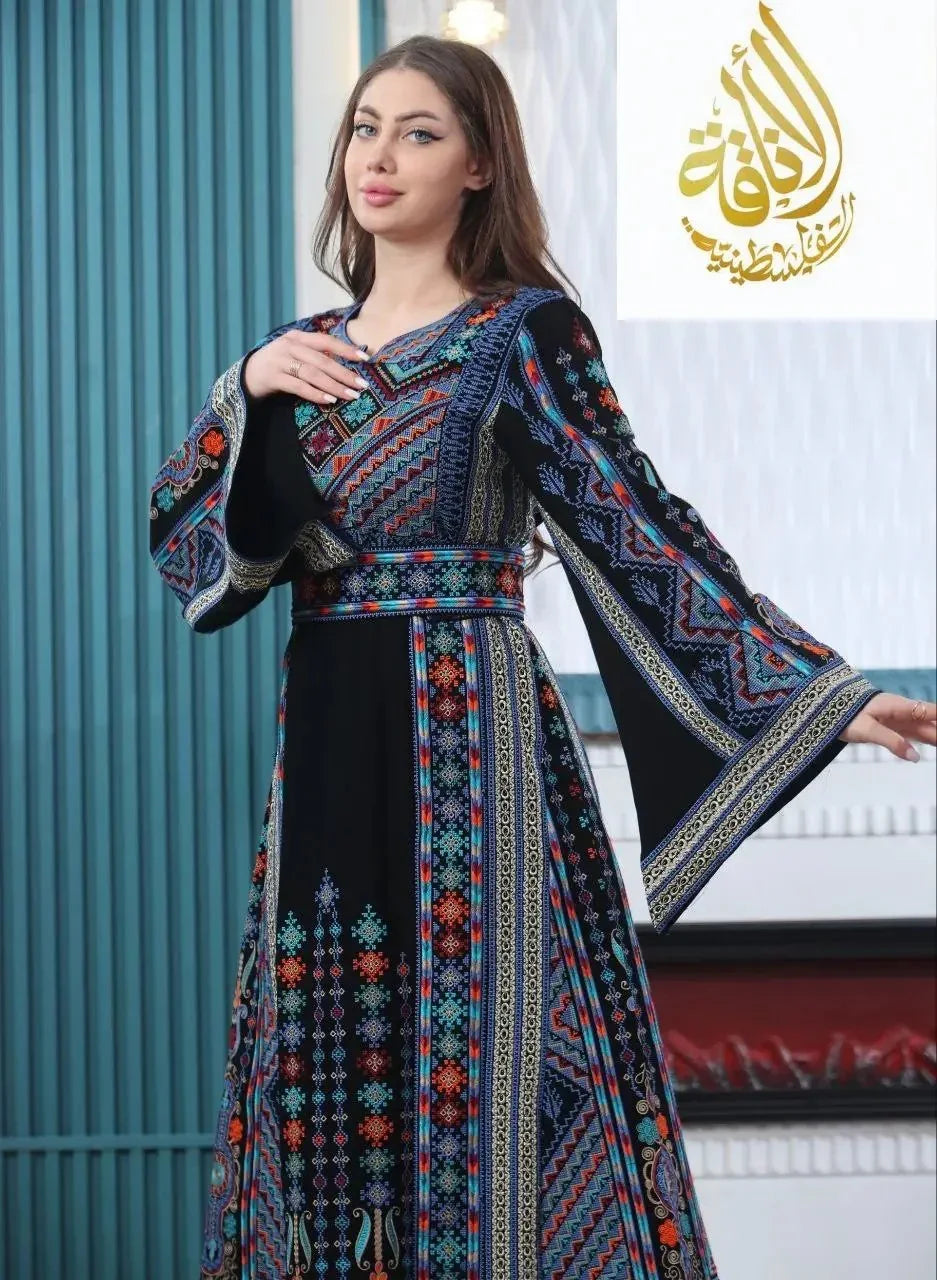 New Safia Embroidered Thoub - Tradition Meets Modern Elegance - Palestinian Elegance