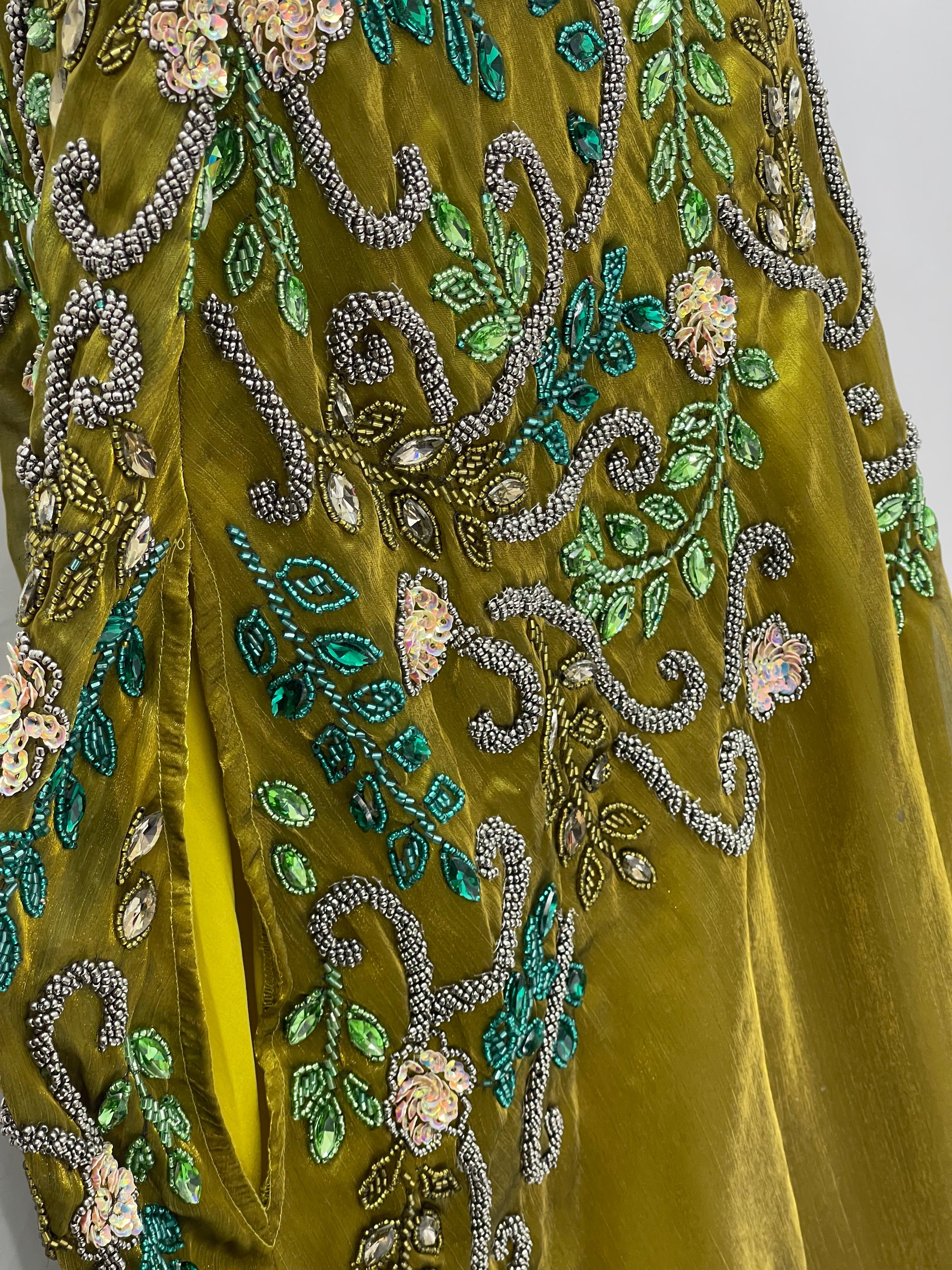 Olive Luxury Bejeweled Cape – Statement Elegance & Modern Sophistication - Palestinian Elegance