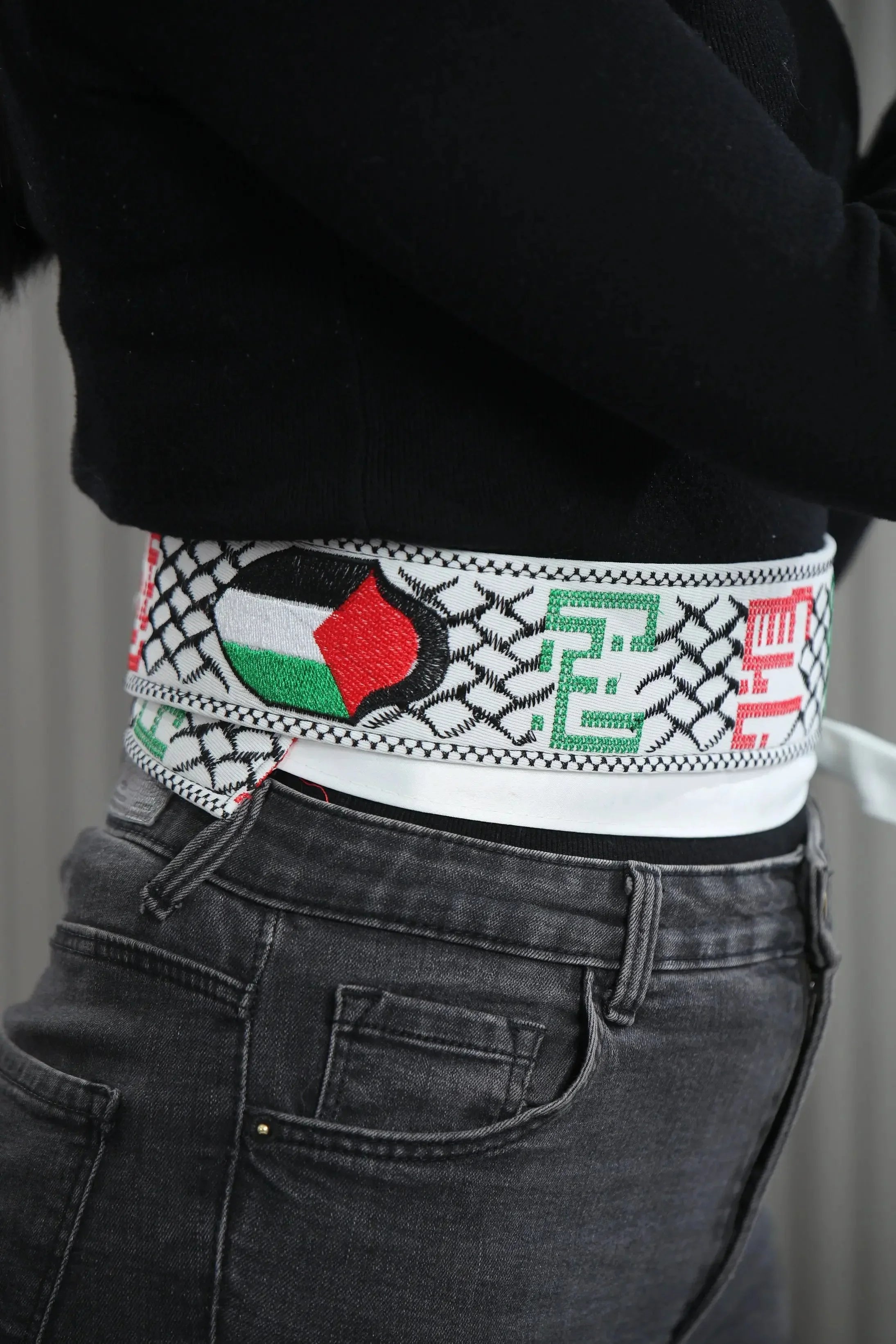 Palestine Cities & Flag Embroidered Belt Palestinian Elegance