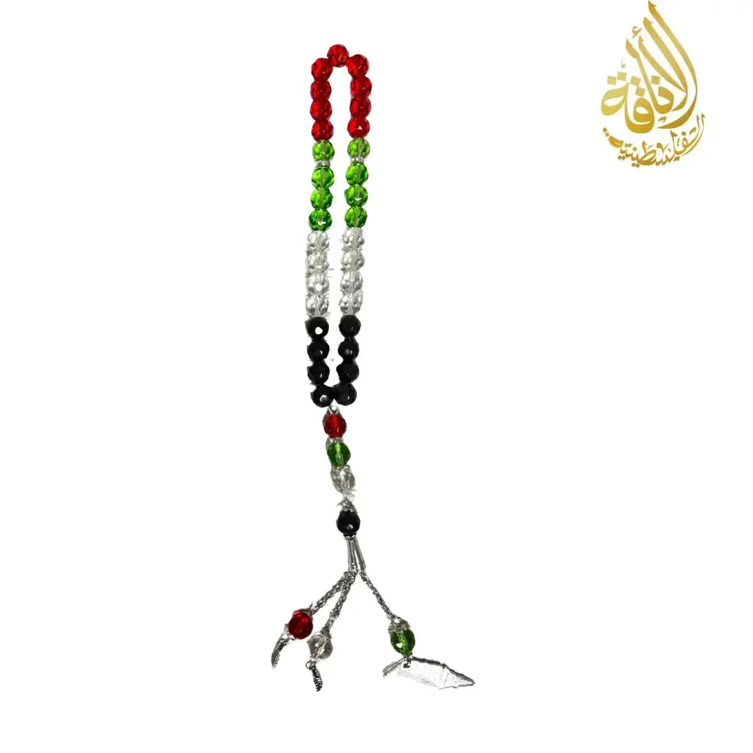 Palestinian colors tasbeeh with red green white and black beads from Palestinian Elegance accessories