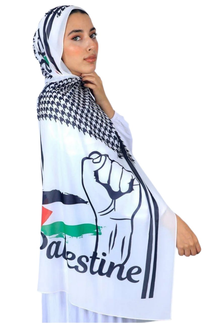 Palestine Fist with Flag and Kuffiyeh Design Palestinian Elegance