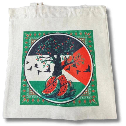 Palestine Flag with Tree Roots Bag Design Palestinian Elegance